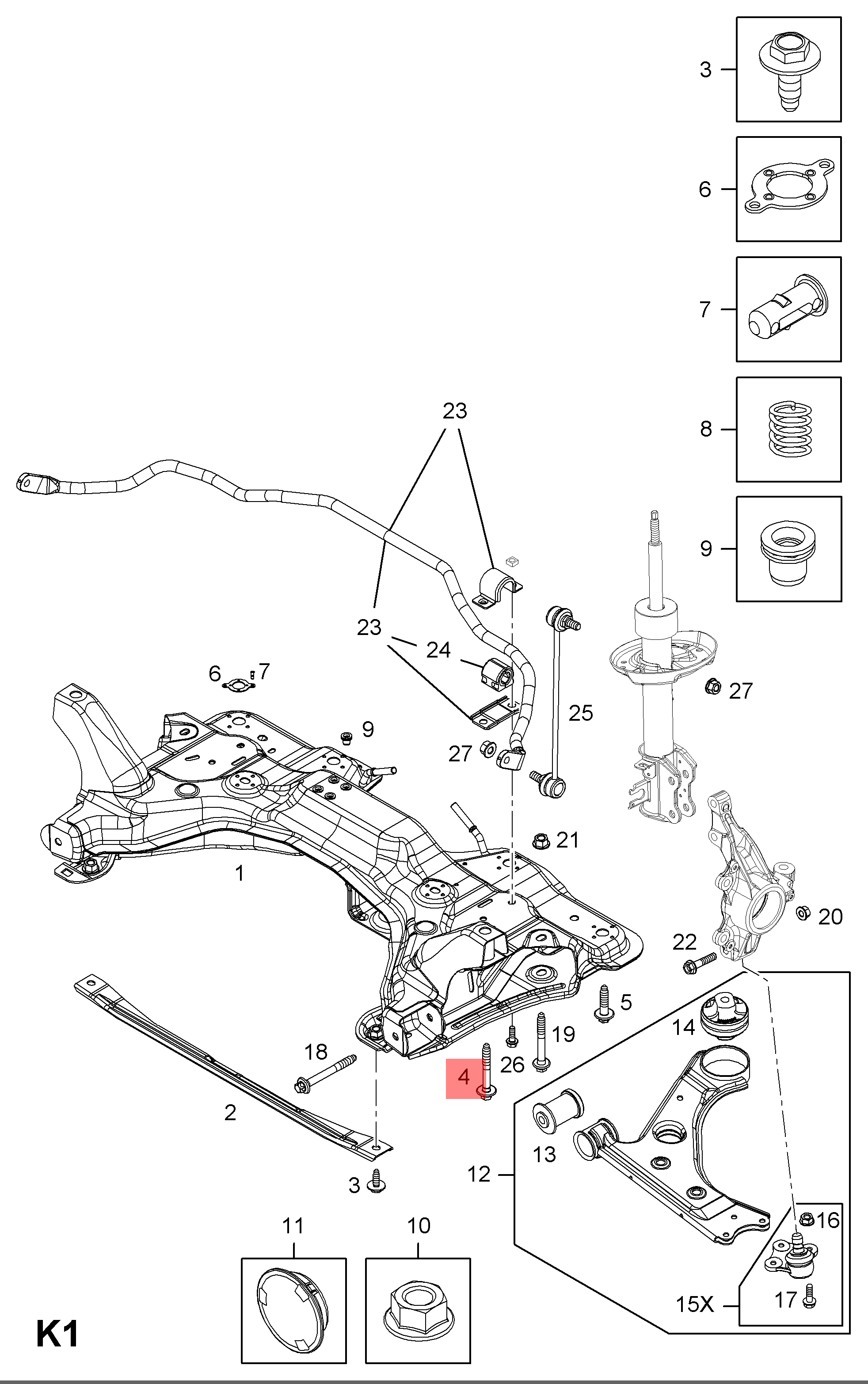 Vauxhall Adam / Corsa | Engine And Front Suspension Frame