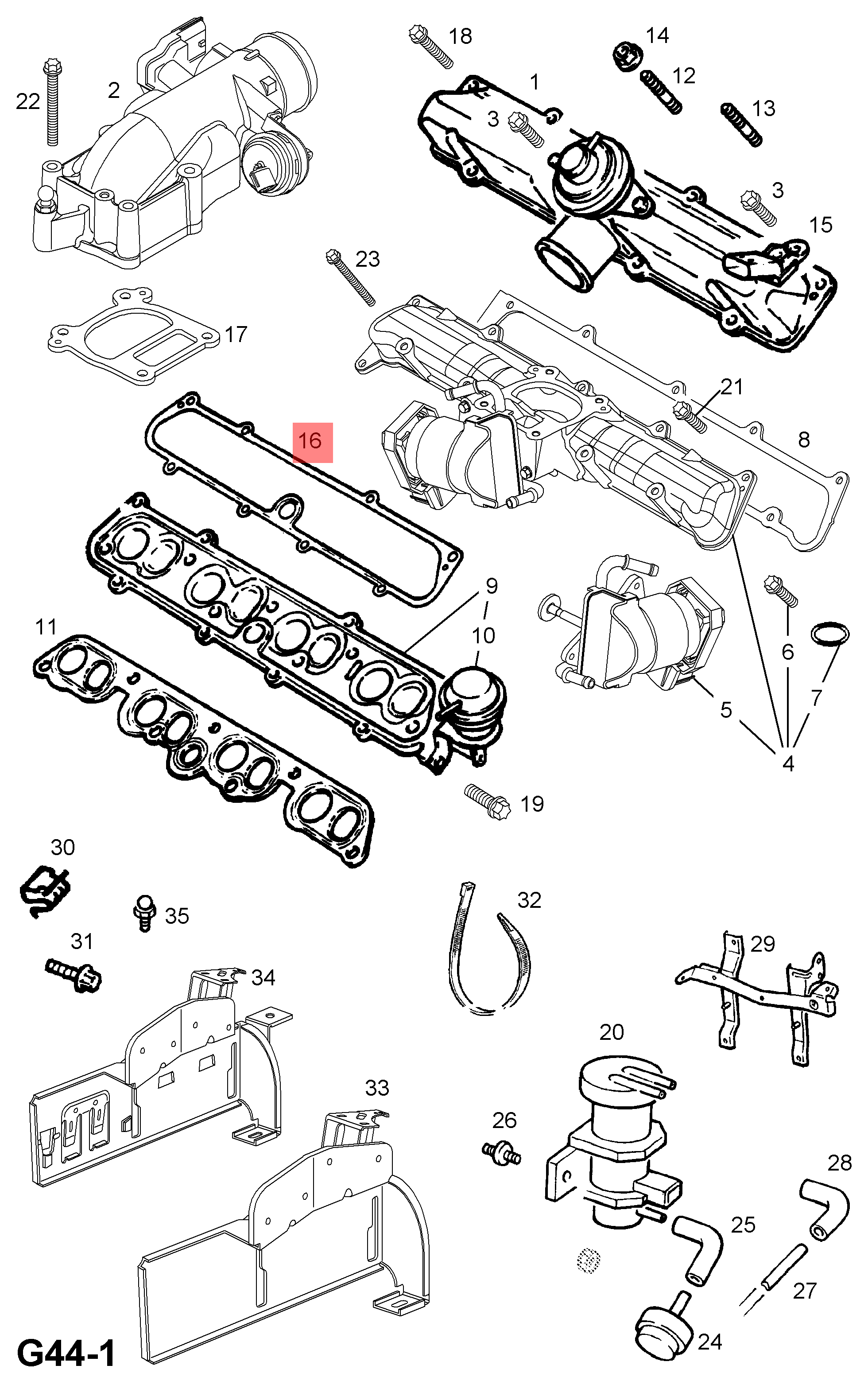 Genuine Vauxhall Induction manifold upper to lower gasket 90572108