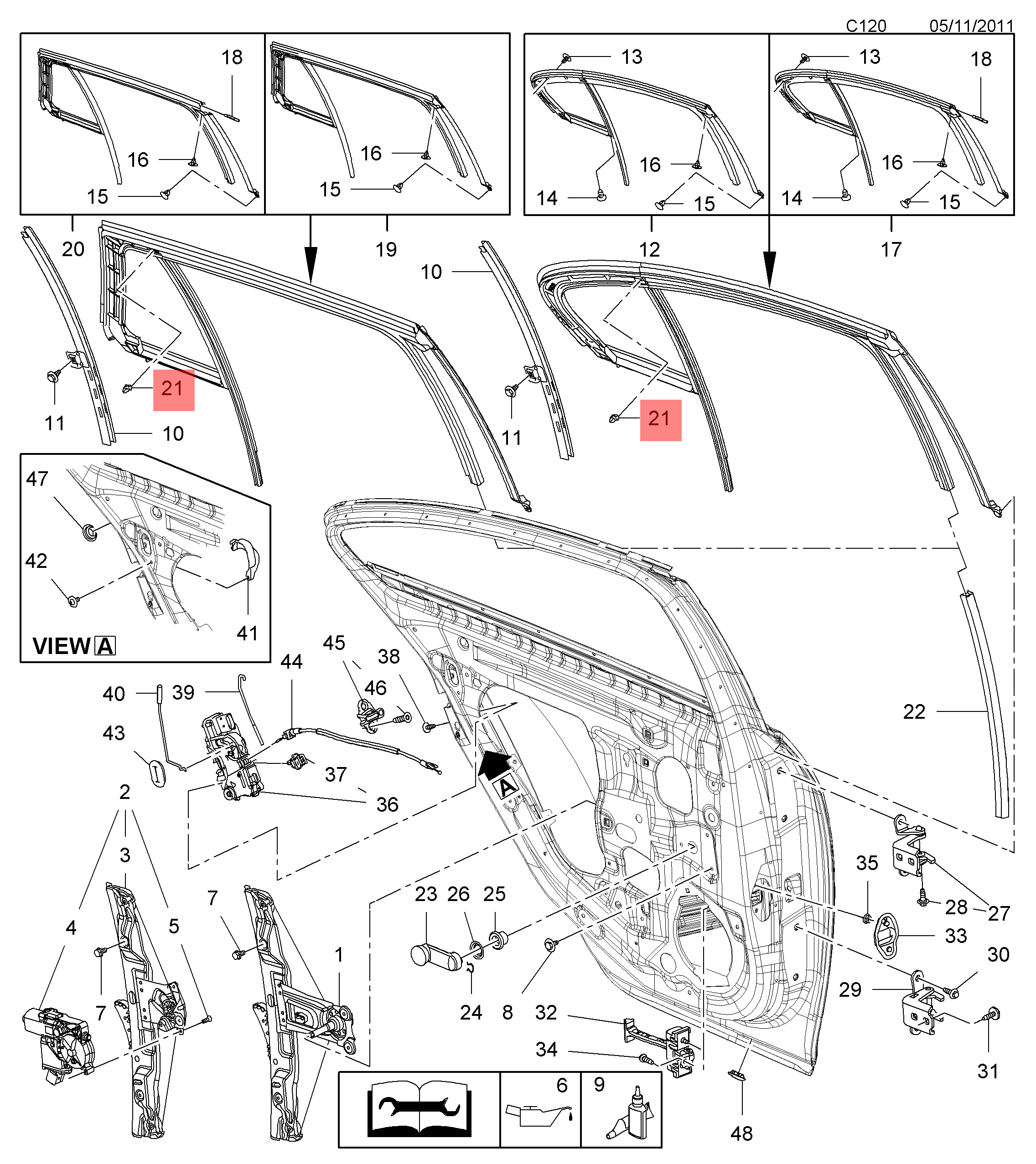 Genuine Vauxhall Insignia A / Zafira C Rear Door Channel Retainer 13281830