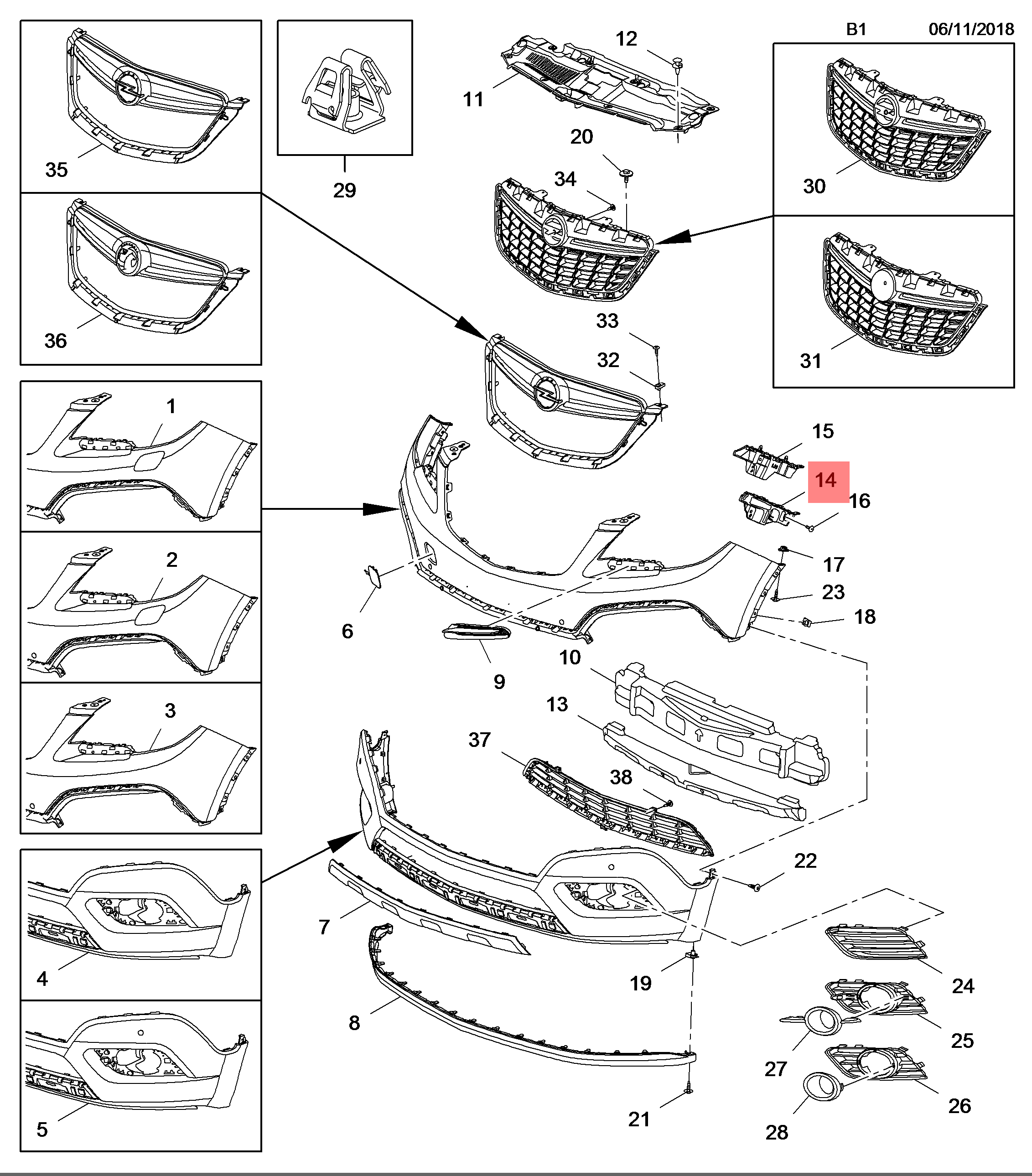 Vauxhall Mokka / Mokka X | Front RH Bumper Mounting Guide | 95245367 ...