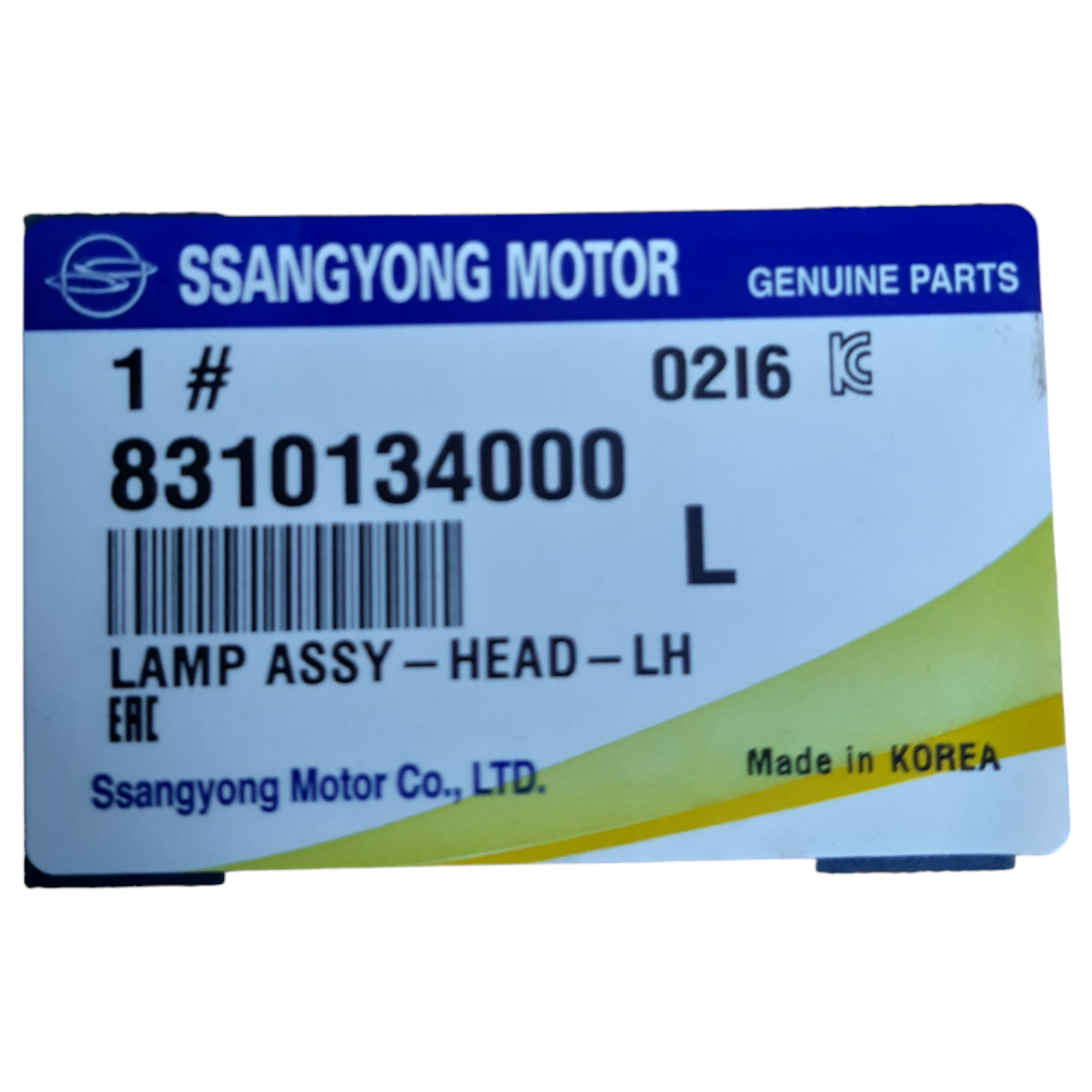 Genuine SsangYong Actyon LH Headlamp / Light Assembly 8310134000