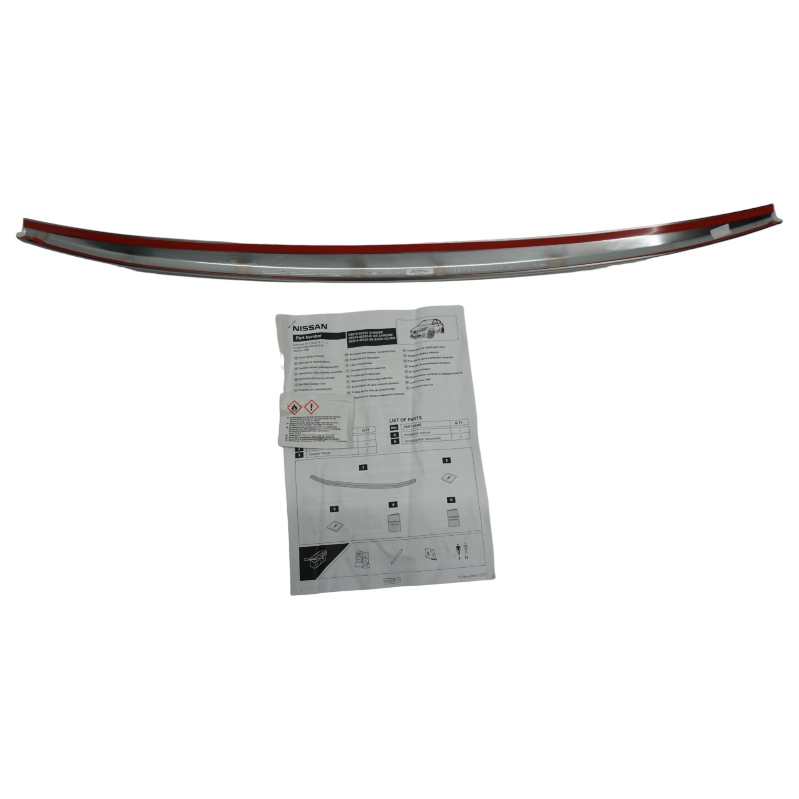 Genuine Nissan Qashqai (J11) Front Bumper Finisher (Ice Chrome) KE6104E520IC