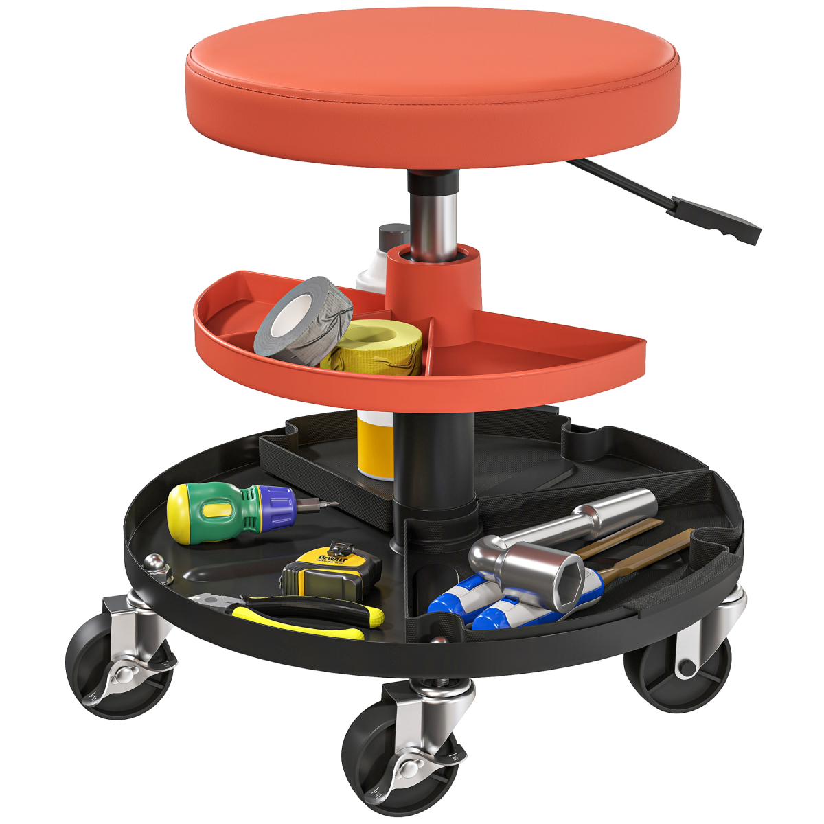 HOMCOM Rolling Mechanic Stool - Capacity
