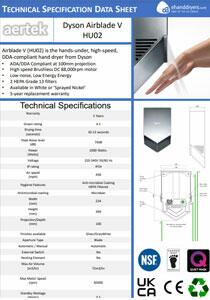Dyson Airblade V HU02 Tech Specs NBS BIM Data Sheet