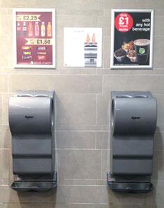 Dyson Airblade AB14 and driplate drip tray installed at Applegreen