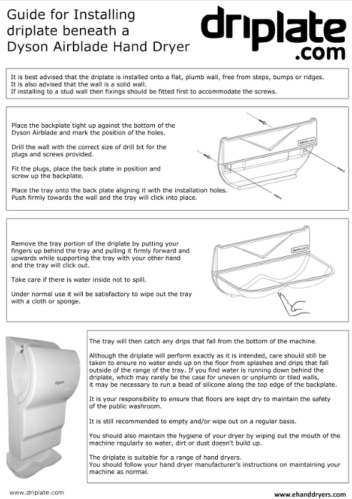 driplate drip tray installation guide manual