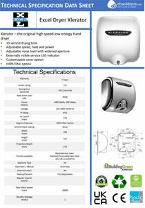 Xlerator Hand Dryer Tech Specs NBS BIM Data Sheet
