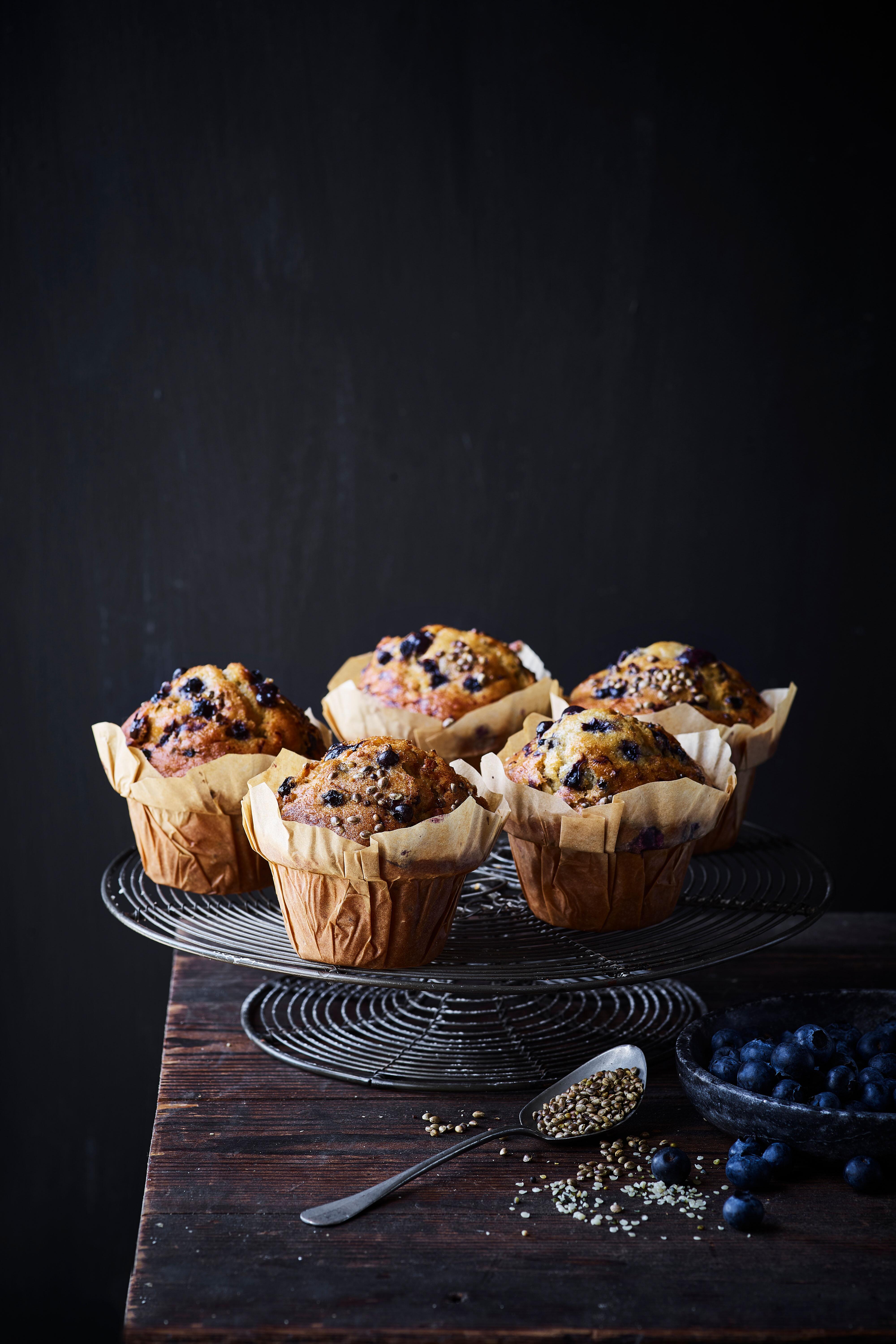 Blåbær hamp muffin image.