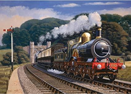 An illustrated puzzle box depicting a train on tracks, labeled as "Otter House Making Steam Puzzle."