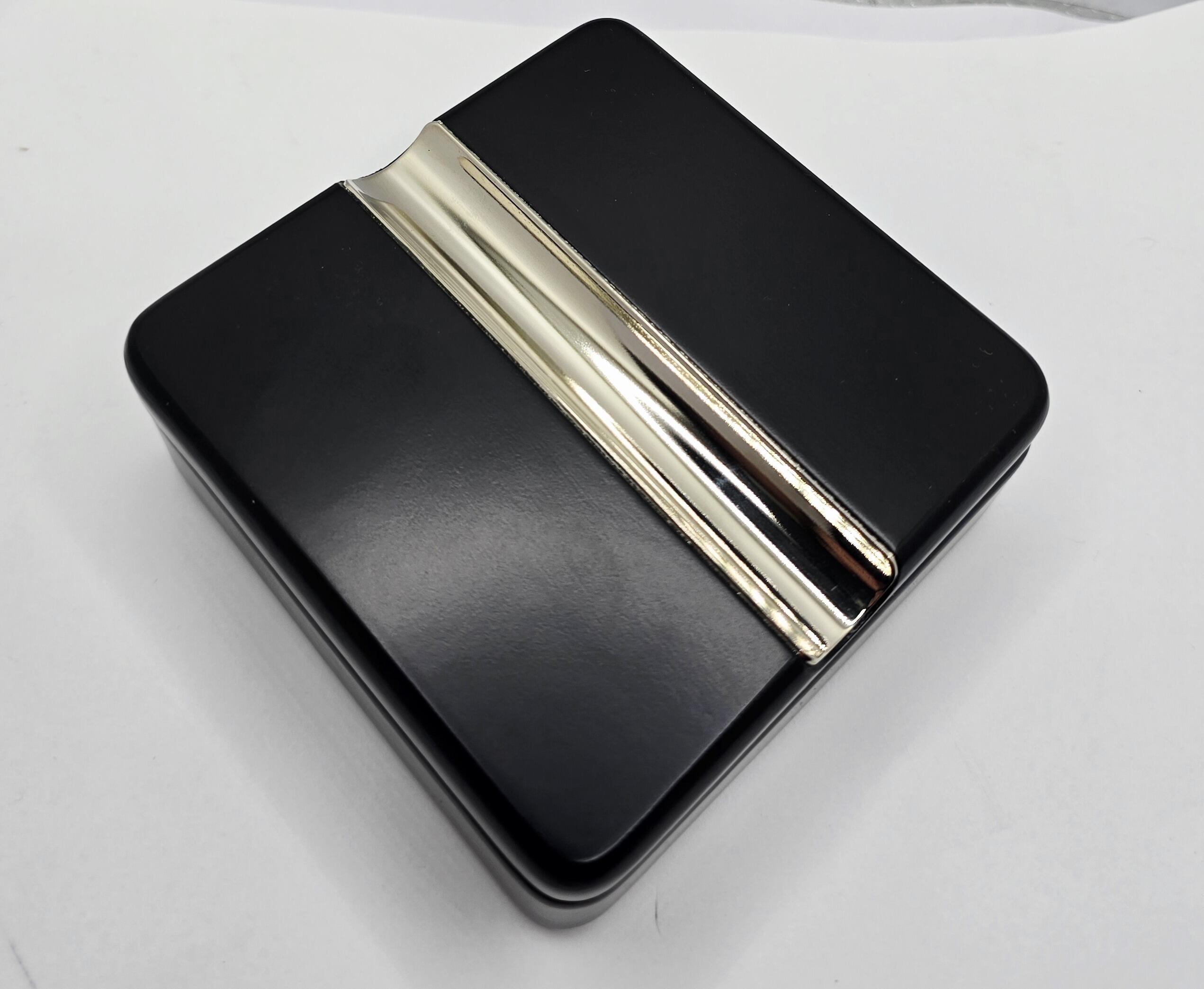 Cigar Ashtray 100mm Square Black Twist Lid