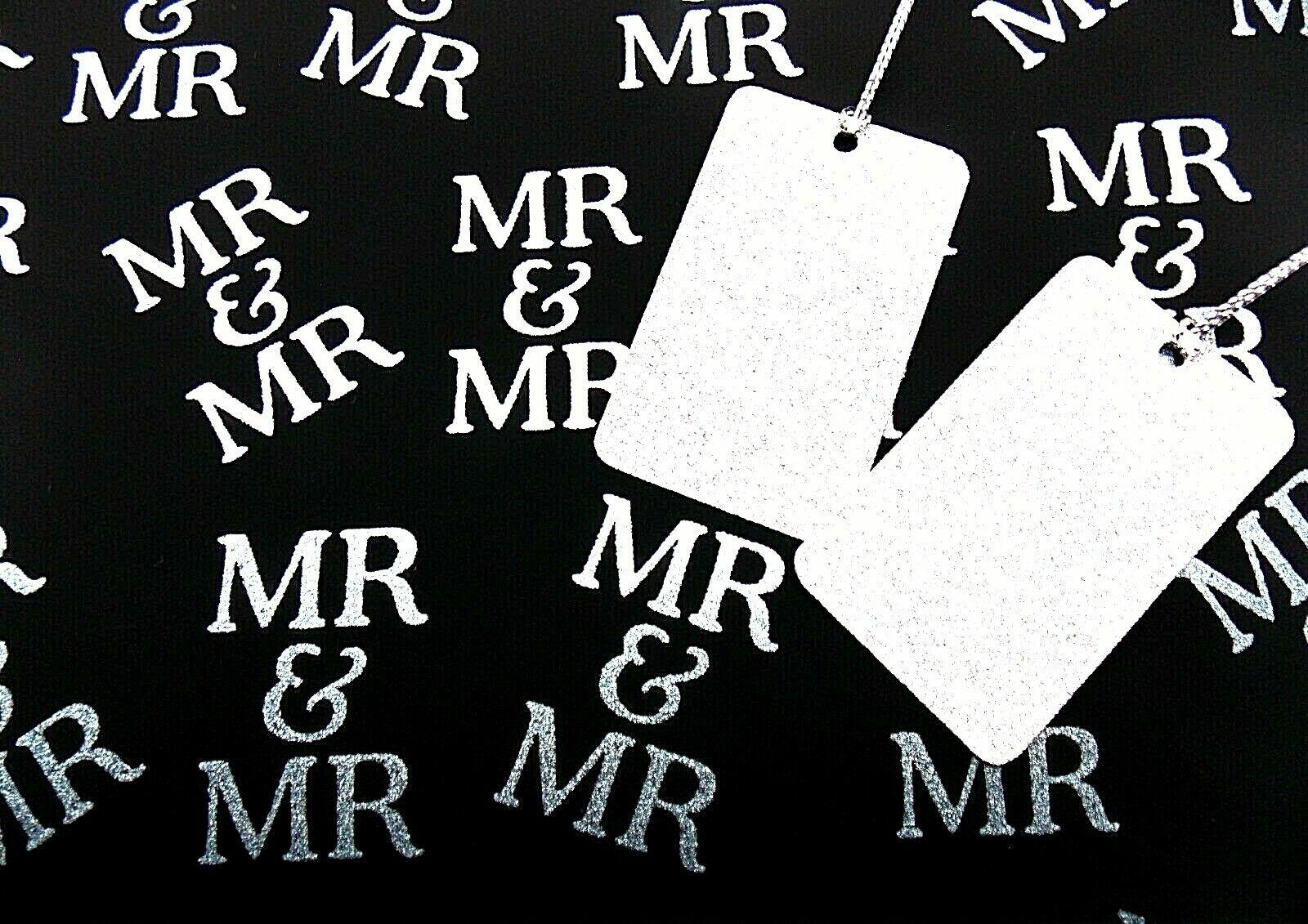 Gay Wedding Mr & Same Sex Black Silver Gift Wrap Wrapping Paper 2 Sheets 2  Tags