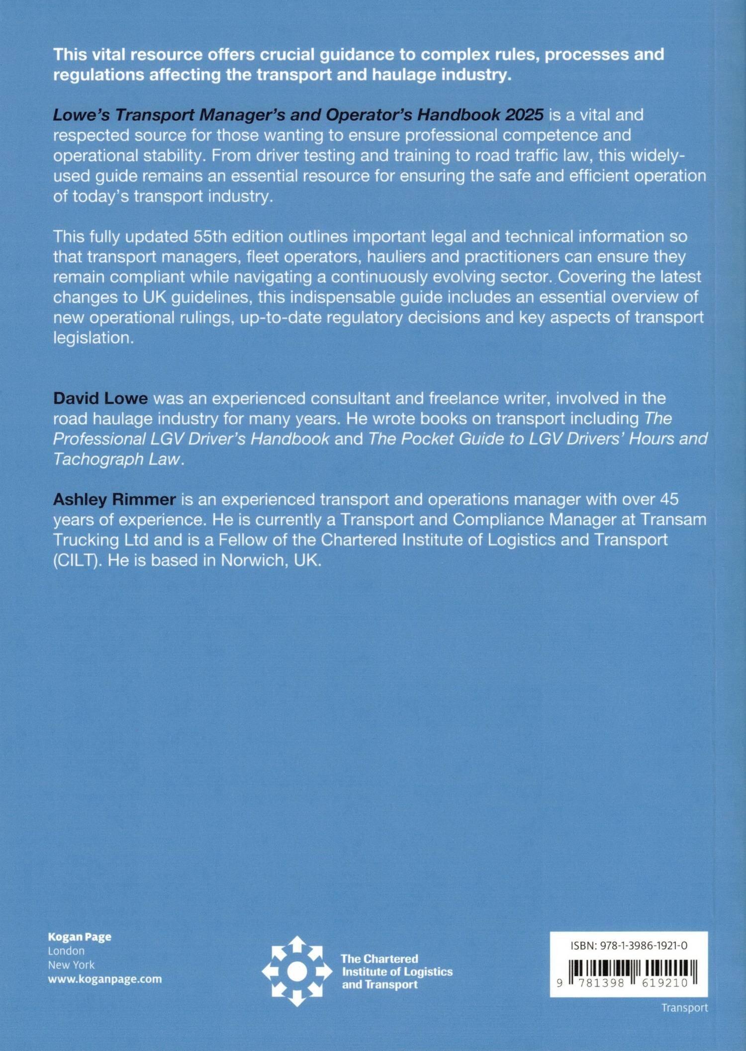 Lowe's Transport Manager's and Operator's Handbook 2025 55th edition