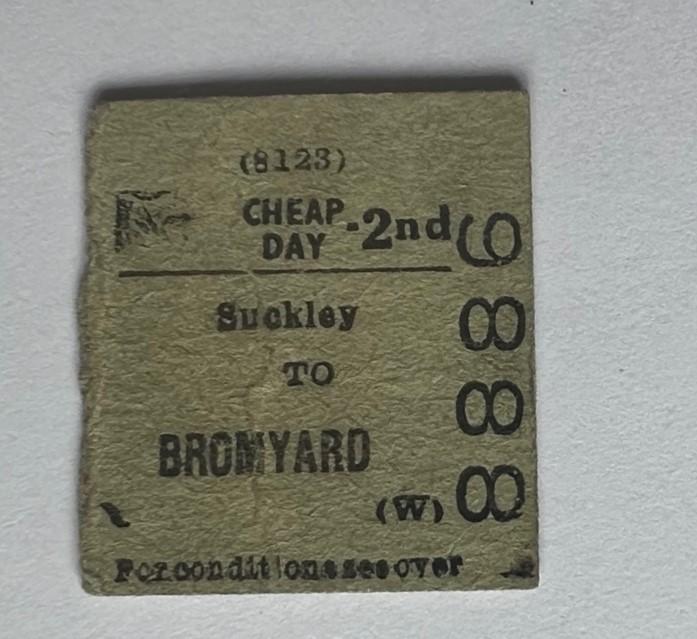 0116 Railway ticket Suckley to Bromyard