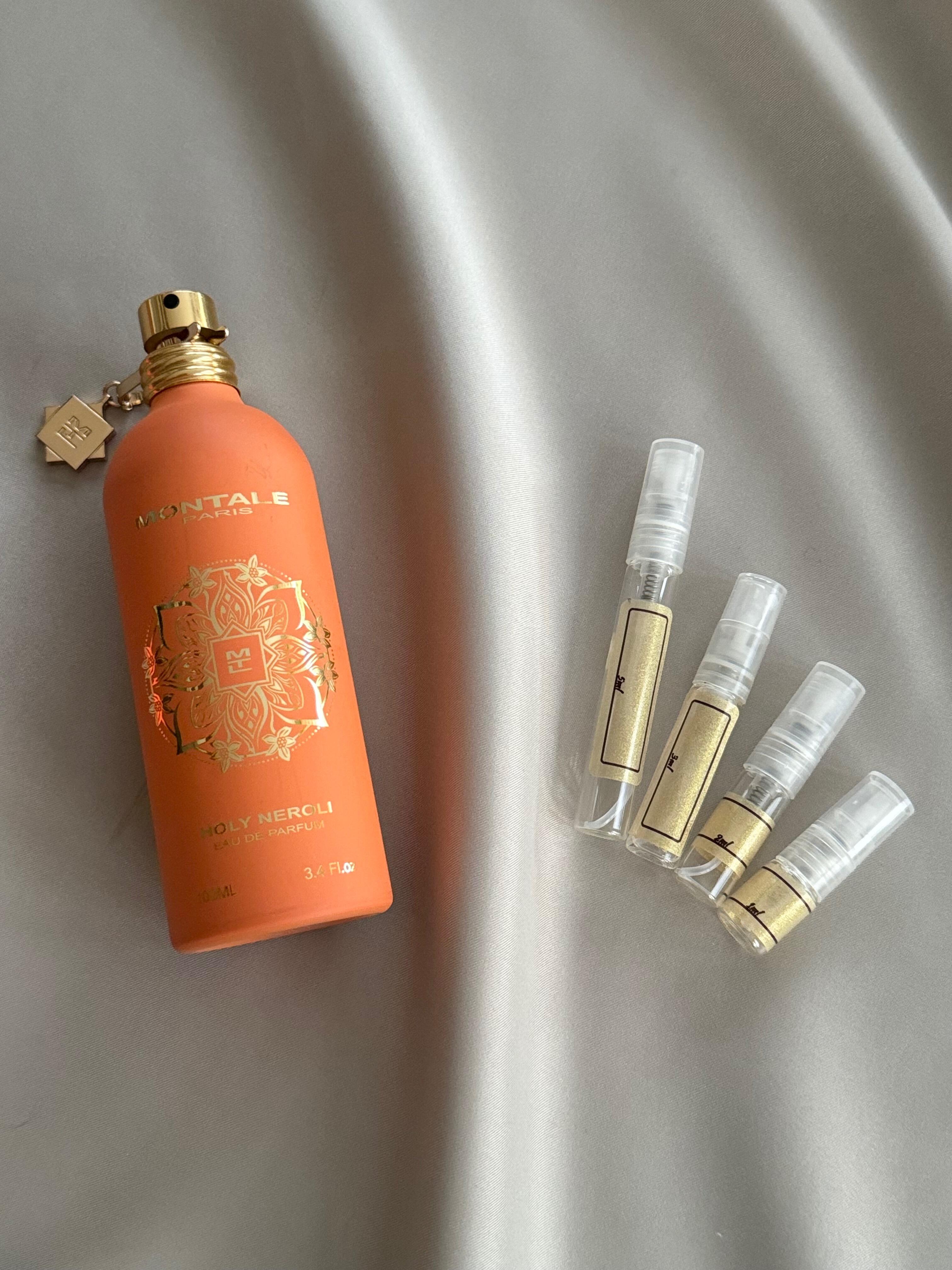 Montale holy neroli perfume bottle with samples
