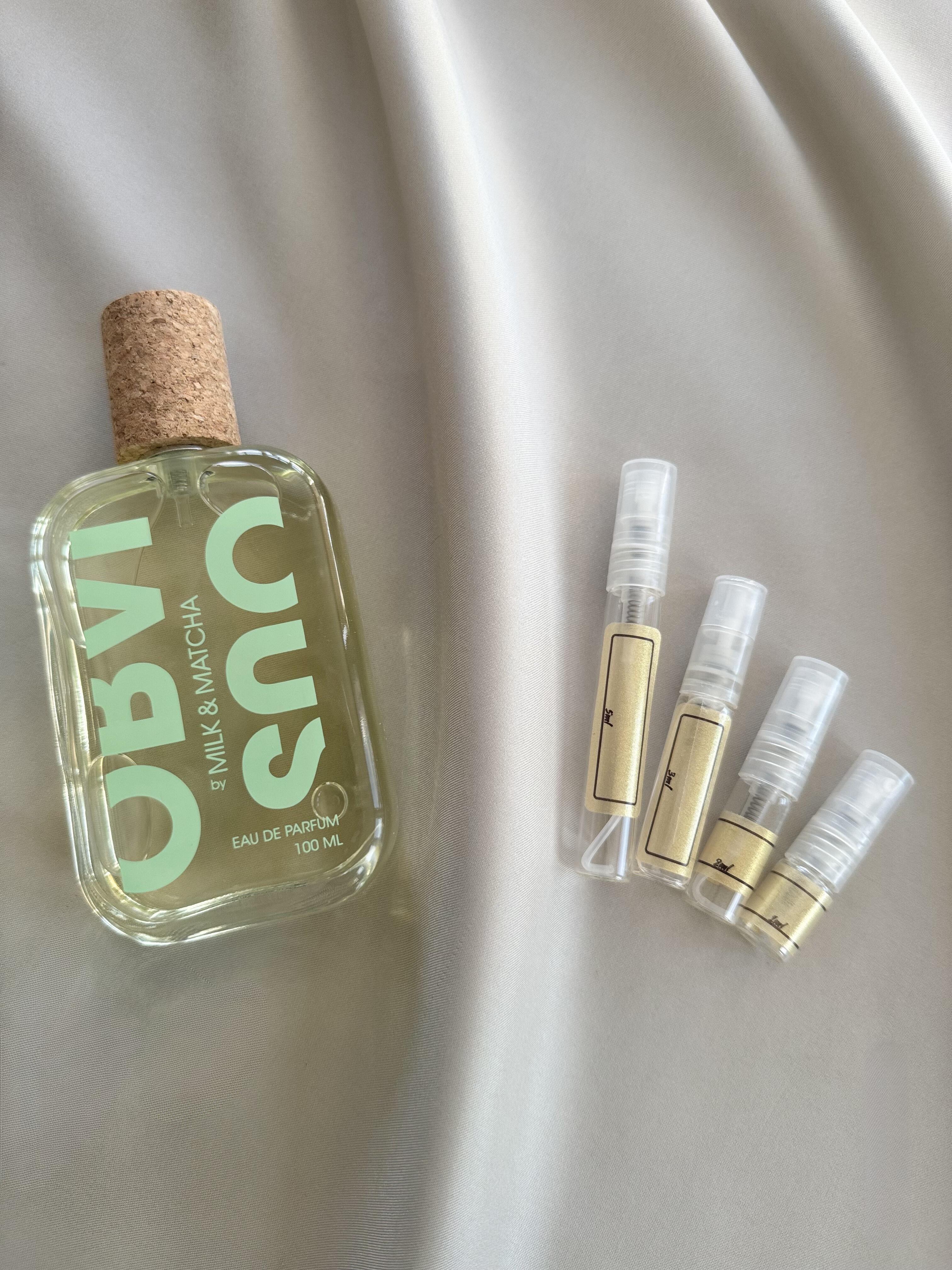 Obvious Parfums Milk & Matcha with sample bottles