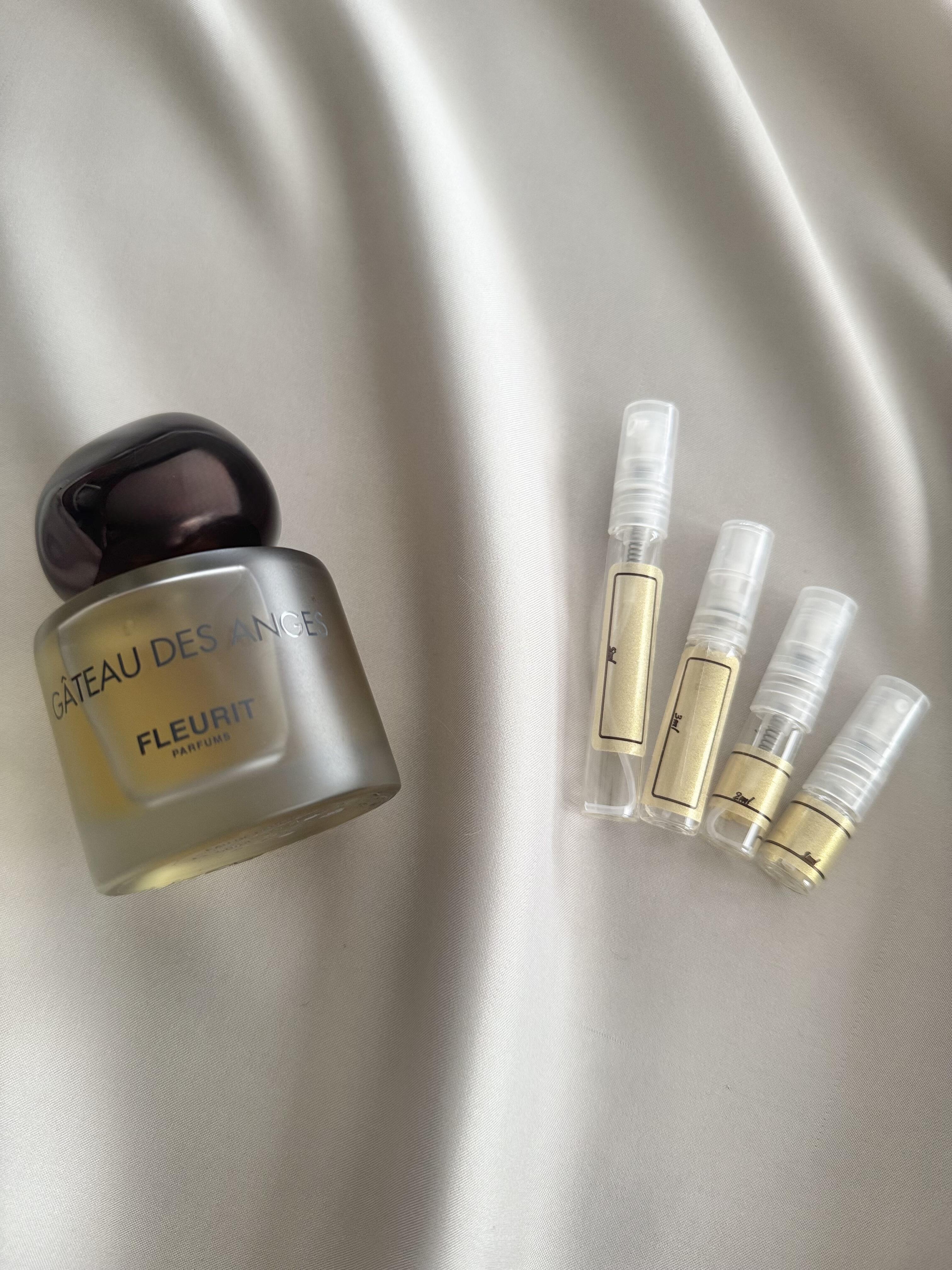 Fleurit Parfums Gateau Des Anges with sample bottles