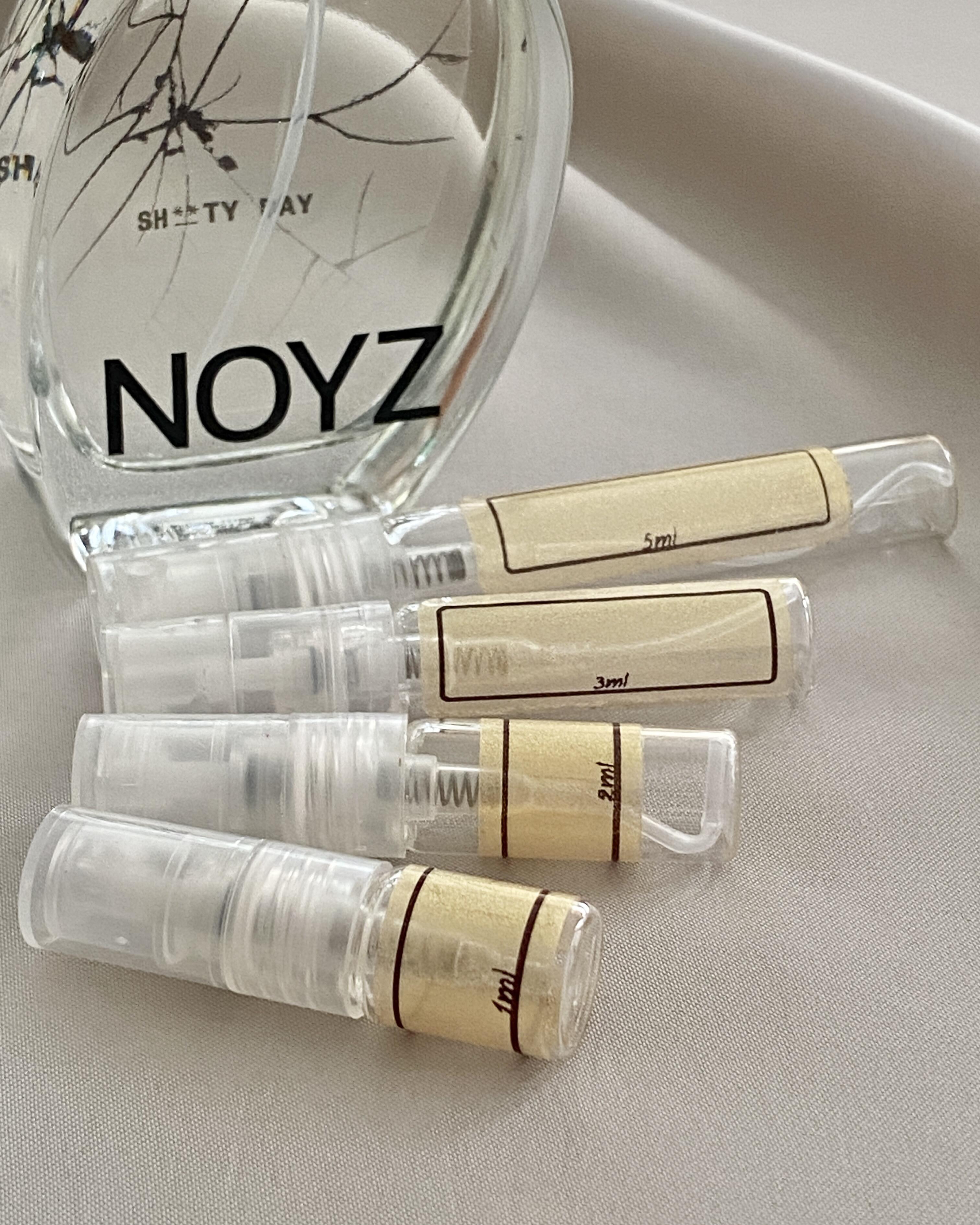 Noyz Sh**ty Day and sample bottles