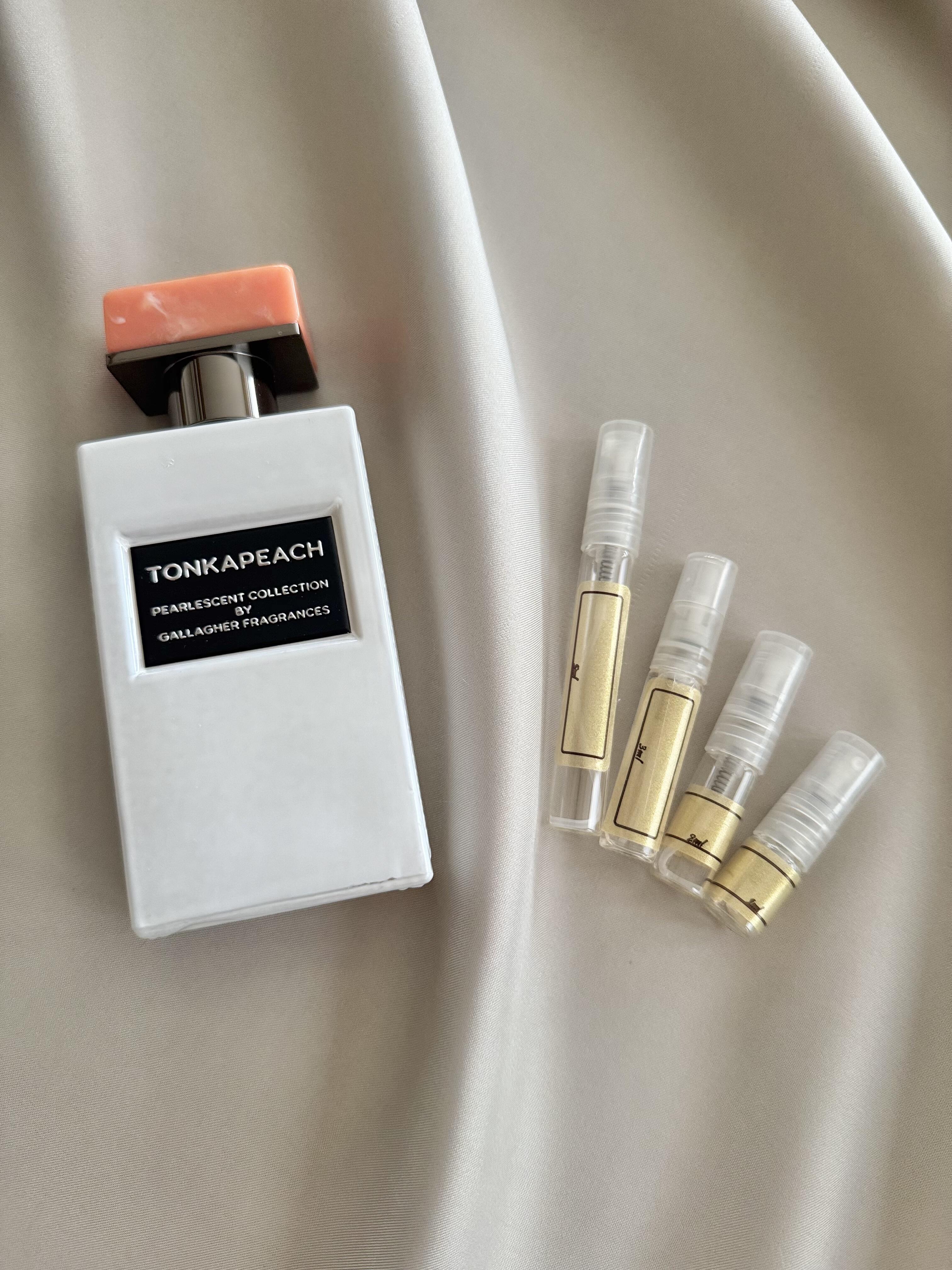 Gallagher Fragrances Tonkapeach with sample bottles