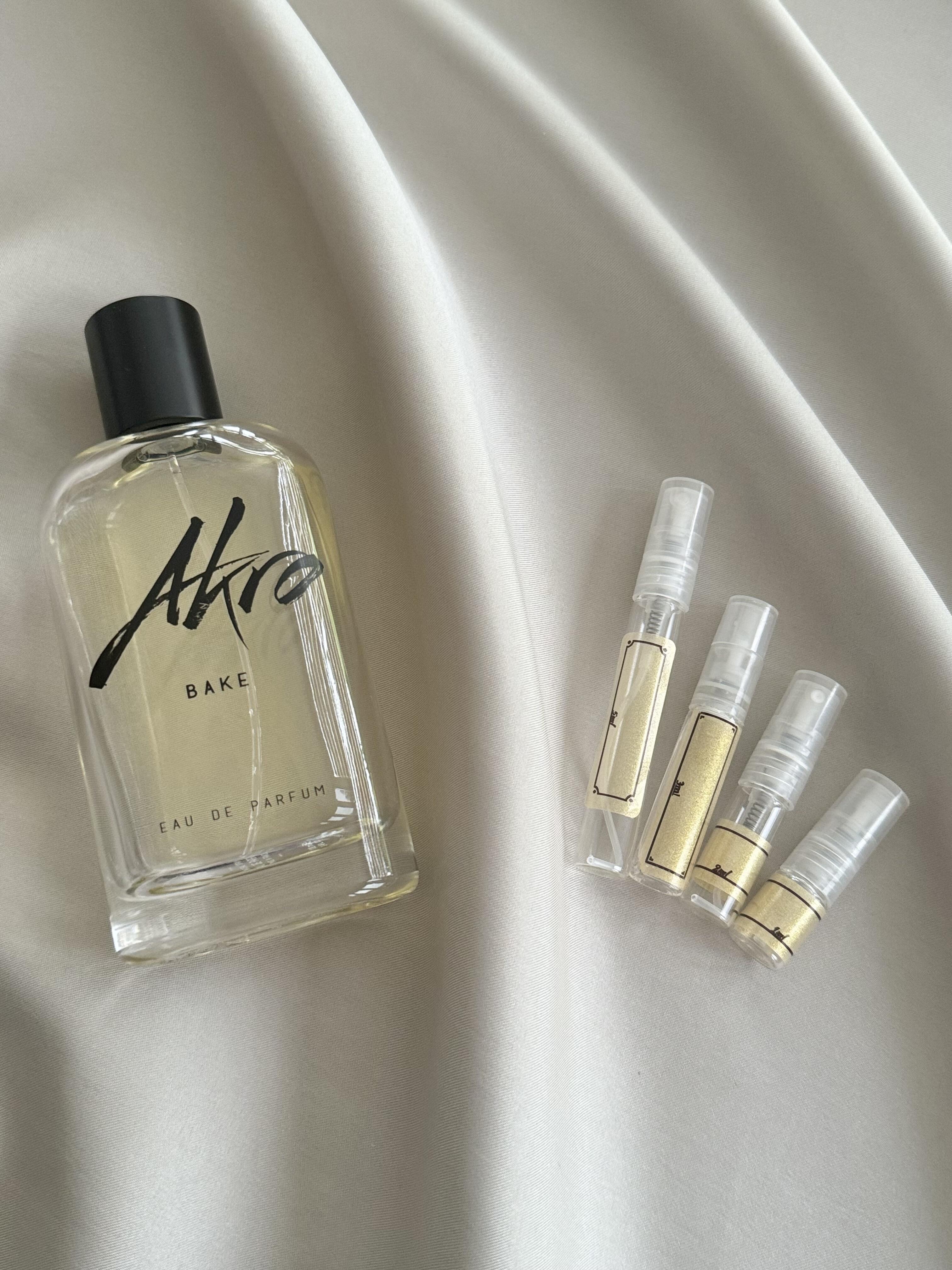 Akro Bake perfume with sample bottles