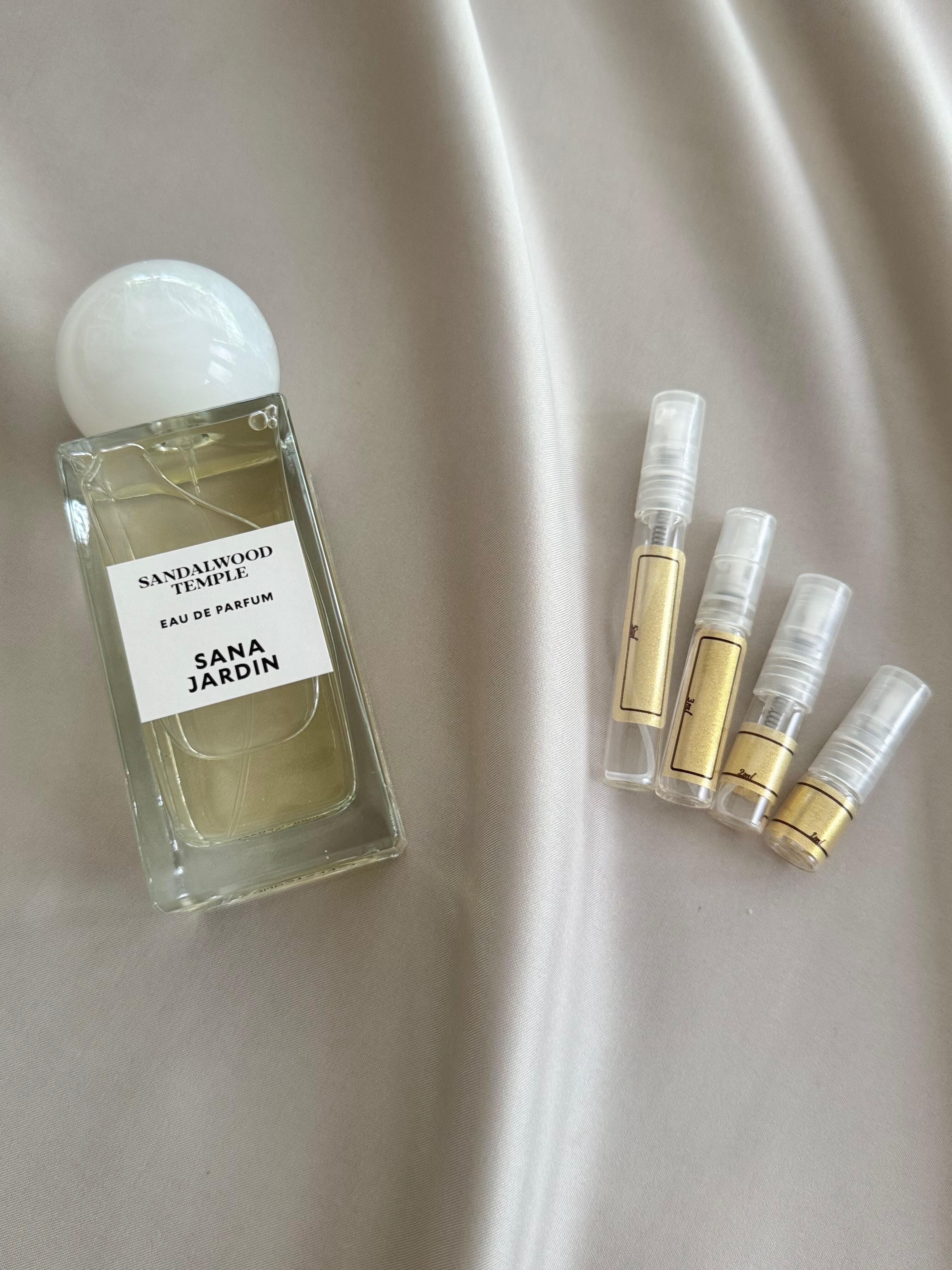 Sana Jardin Sandalwood Temple and sample bottles
