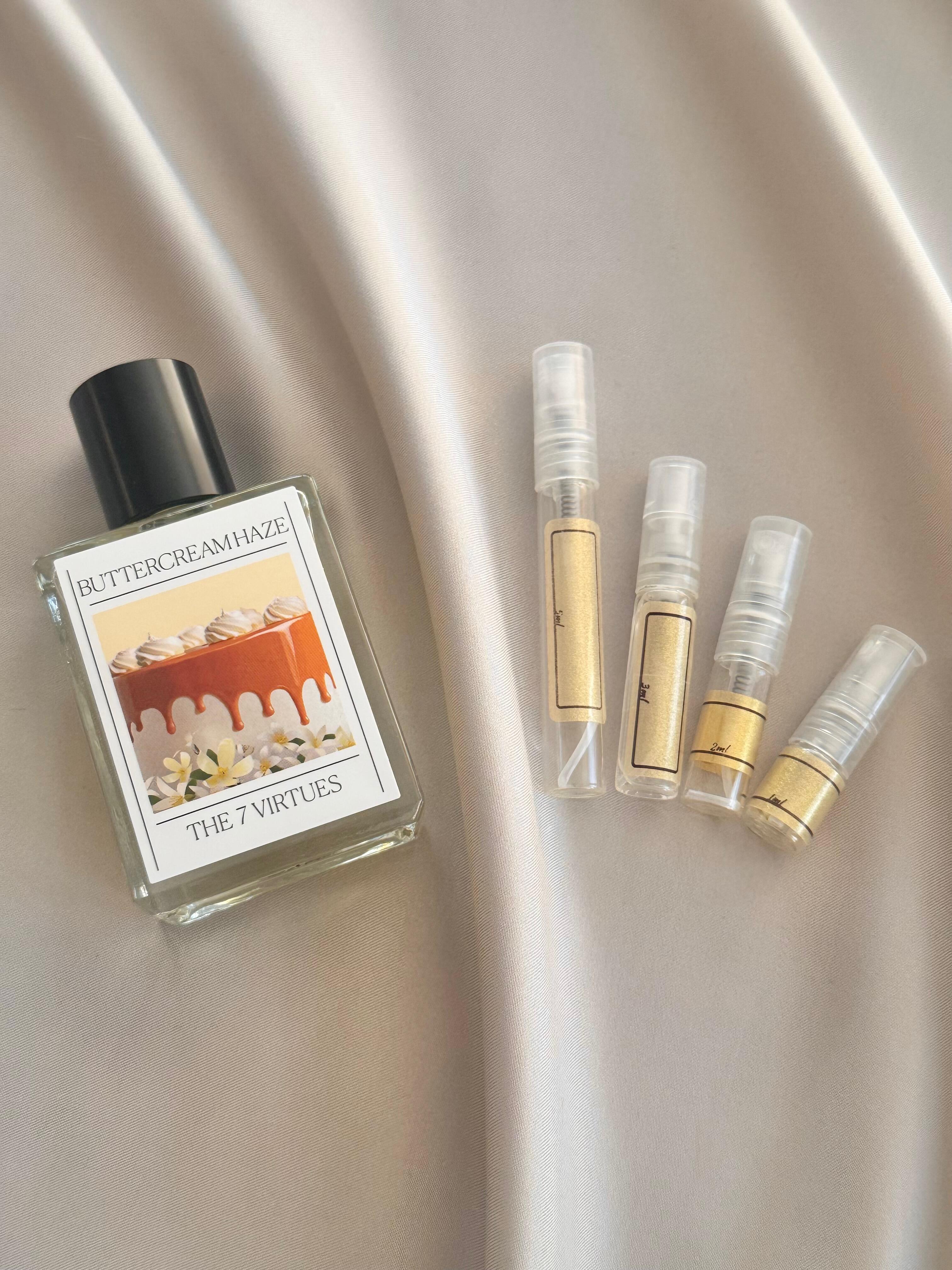 The 7 Virtues Buttercream Haze with sample bottles