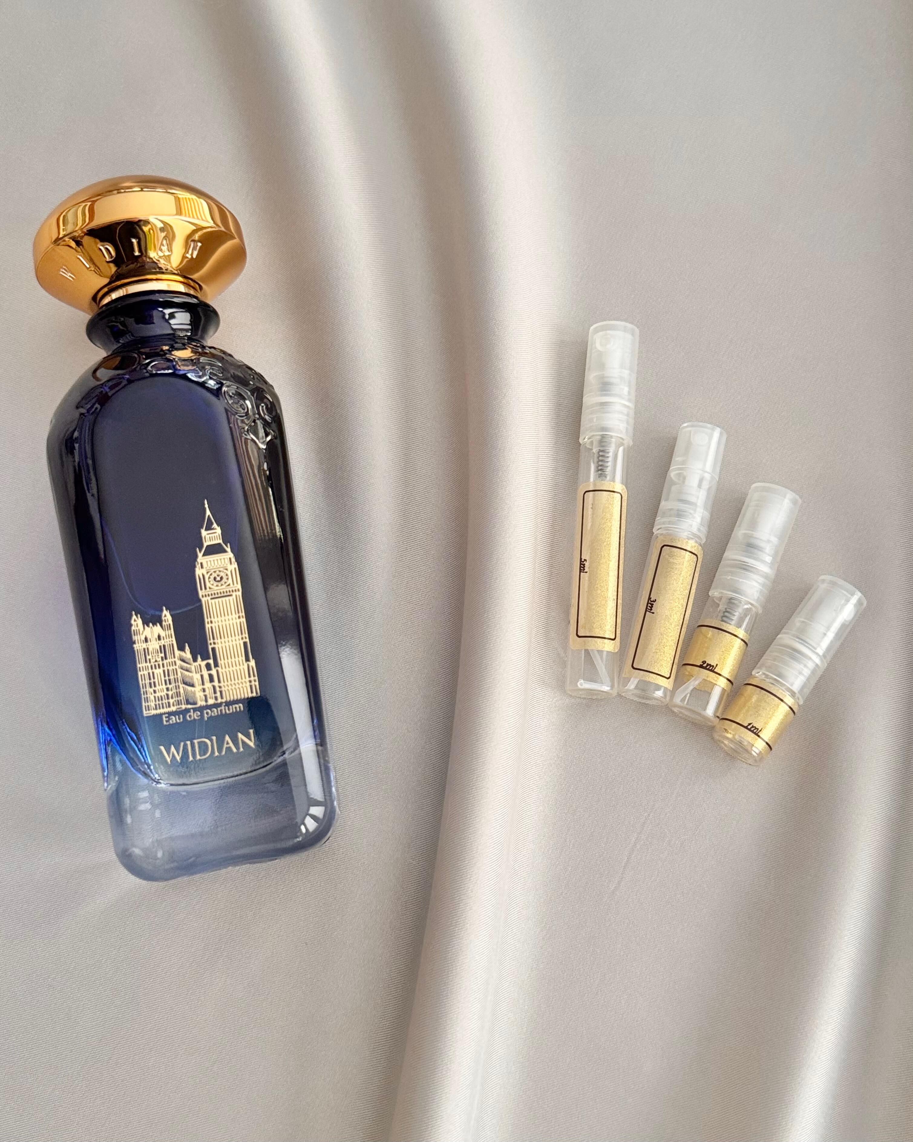 Widian London with sample bottles