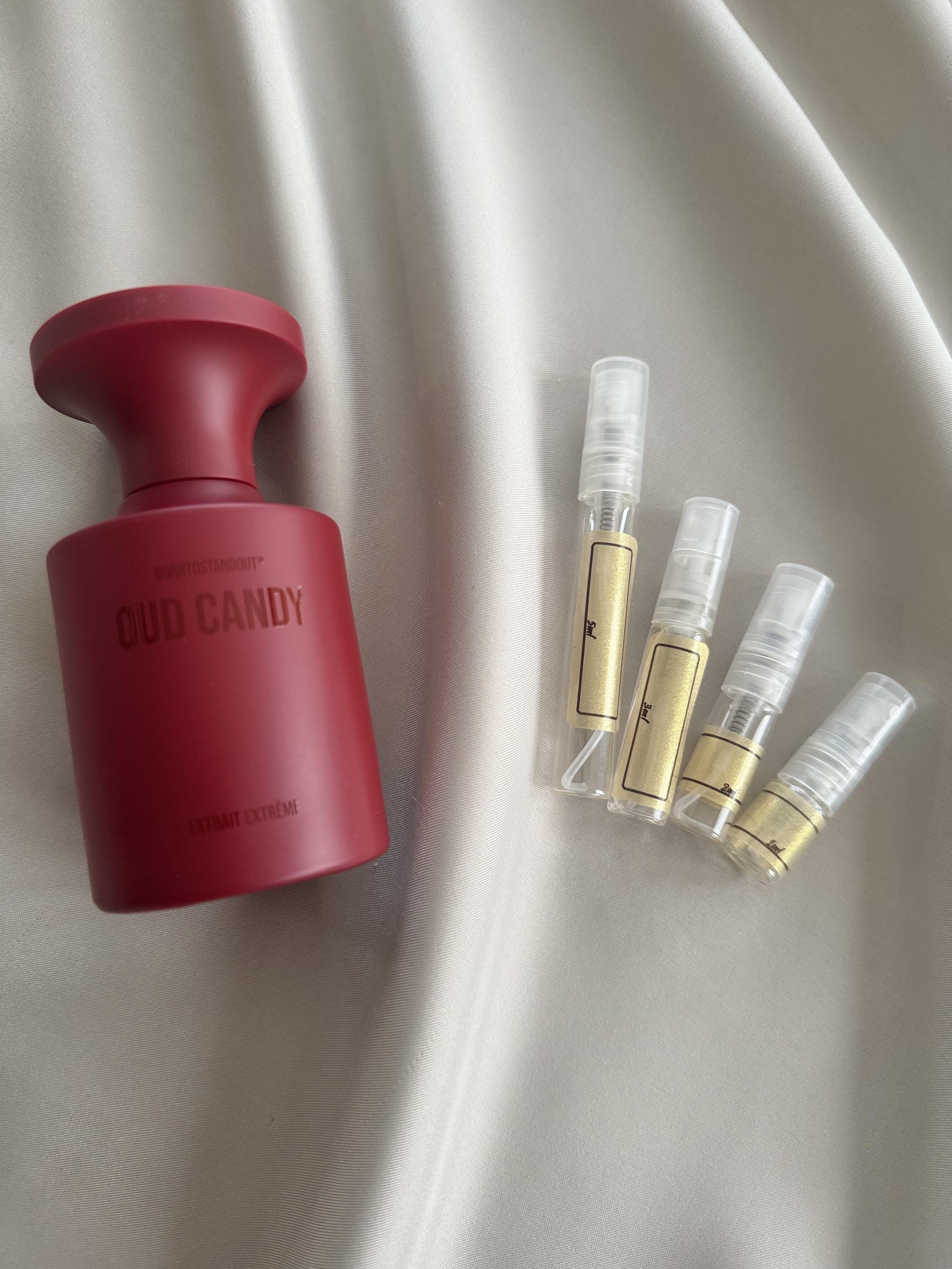 BORNTOSTANDOUT Oud Candy with sample bottles