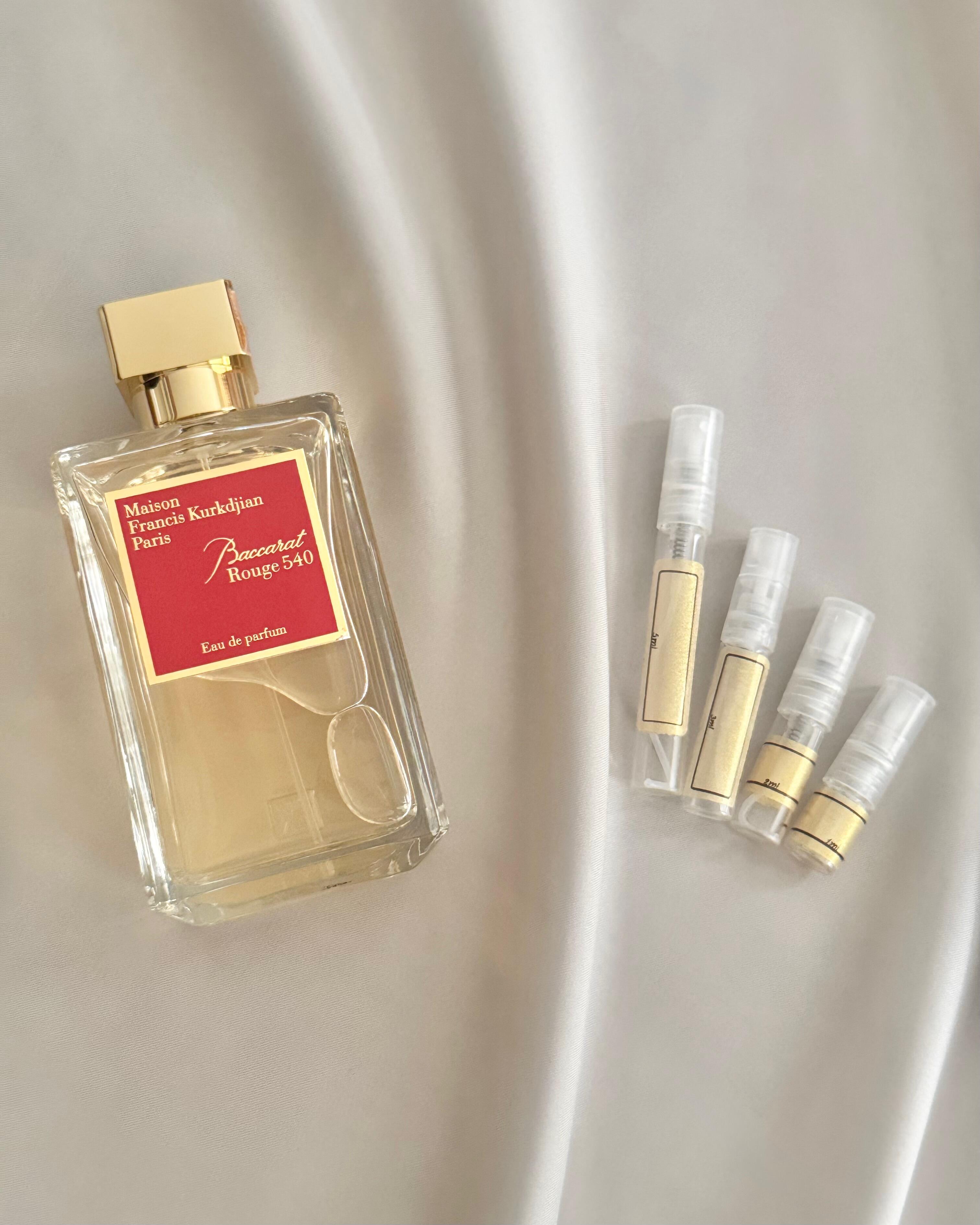Maison Francis Kurkdjian Baccarat Rouge 540 with sample bottles