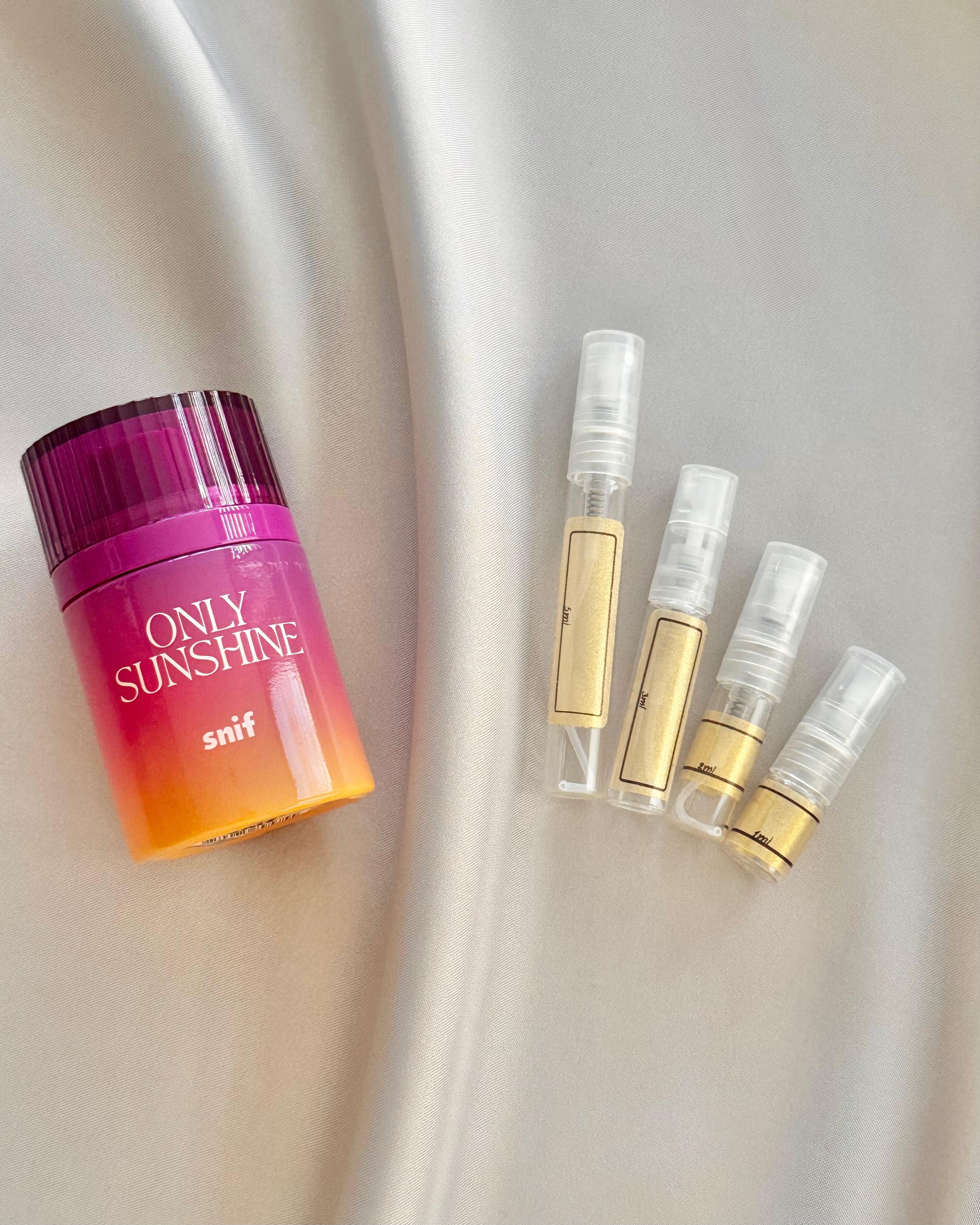 Snif Only Sunshine with sample bottles