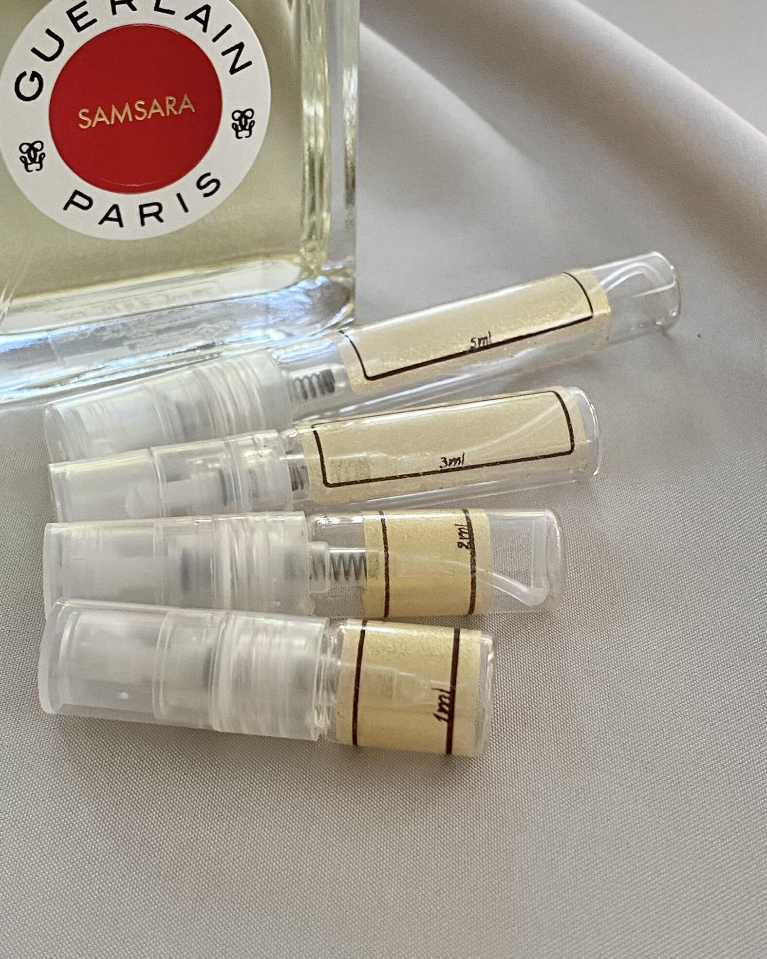 Guerlain Samsara and sample bottles