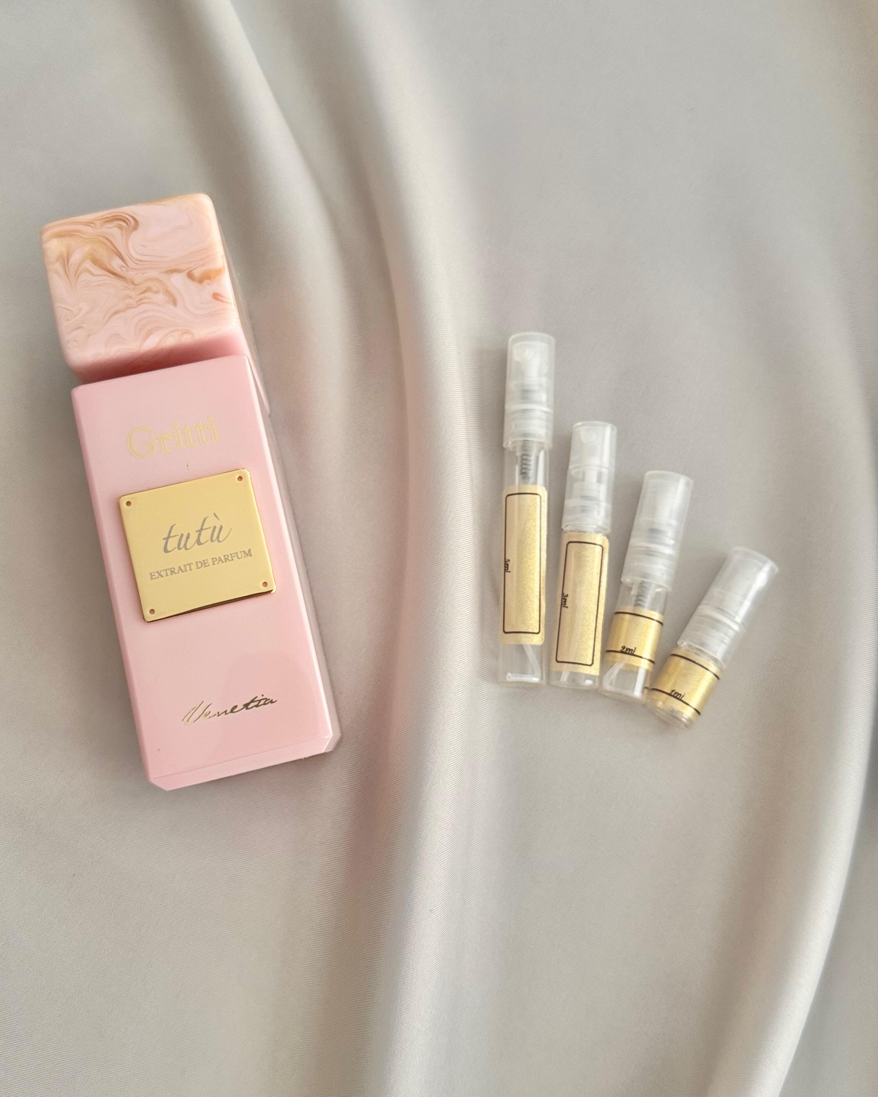 Gritti Tutu and sample bottles