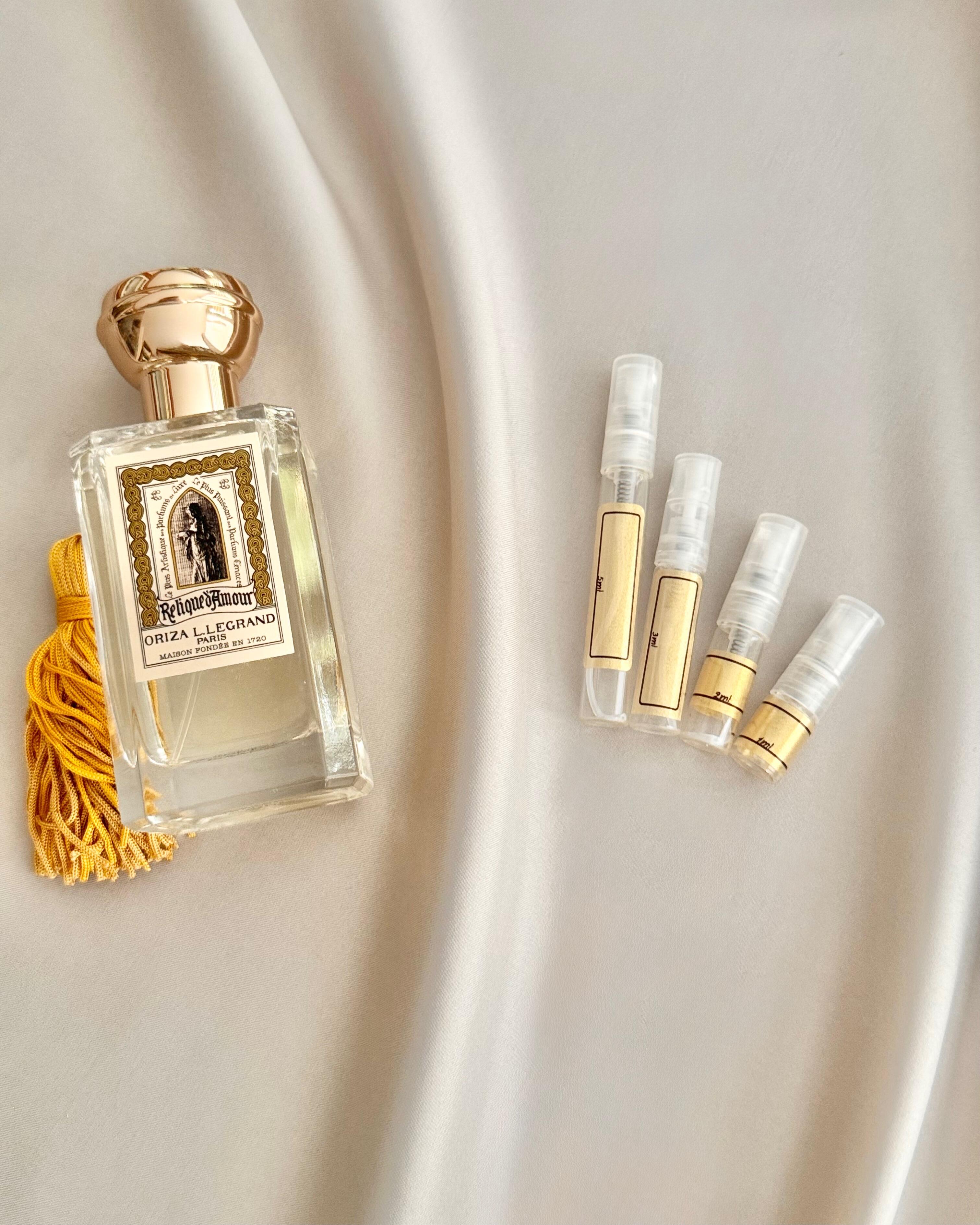 Oriza L Legrand Relique D'Amour with sample bottles