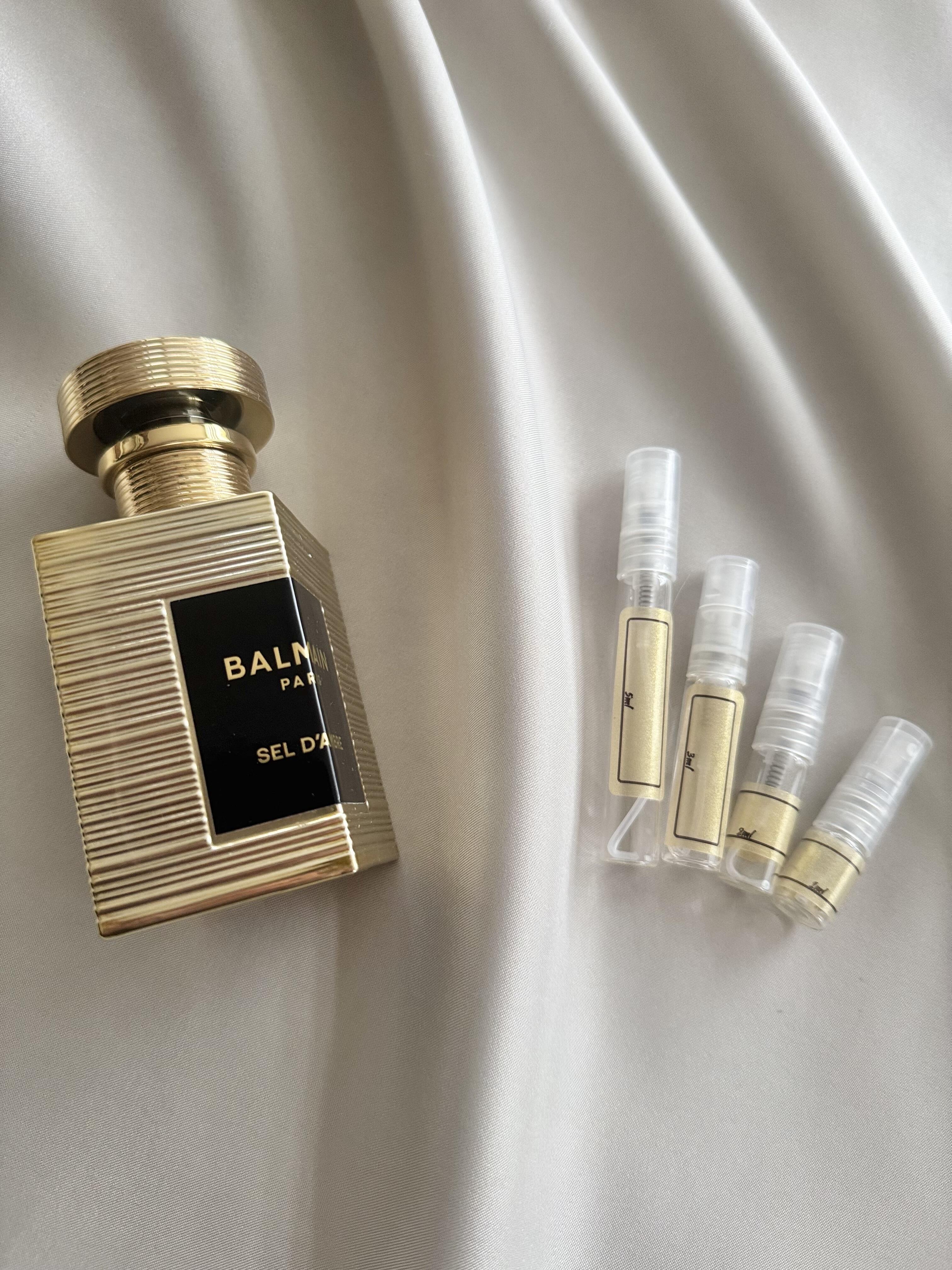 Balmain Paris Sel d'Ambre with sample bottles