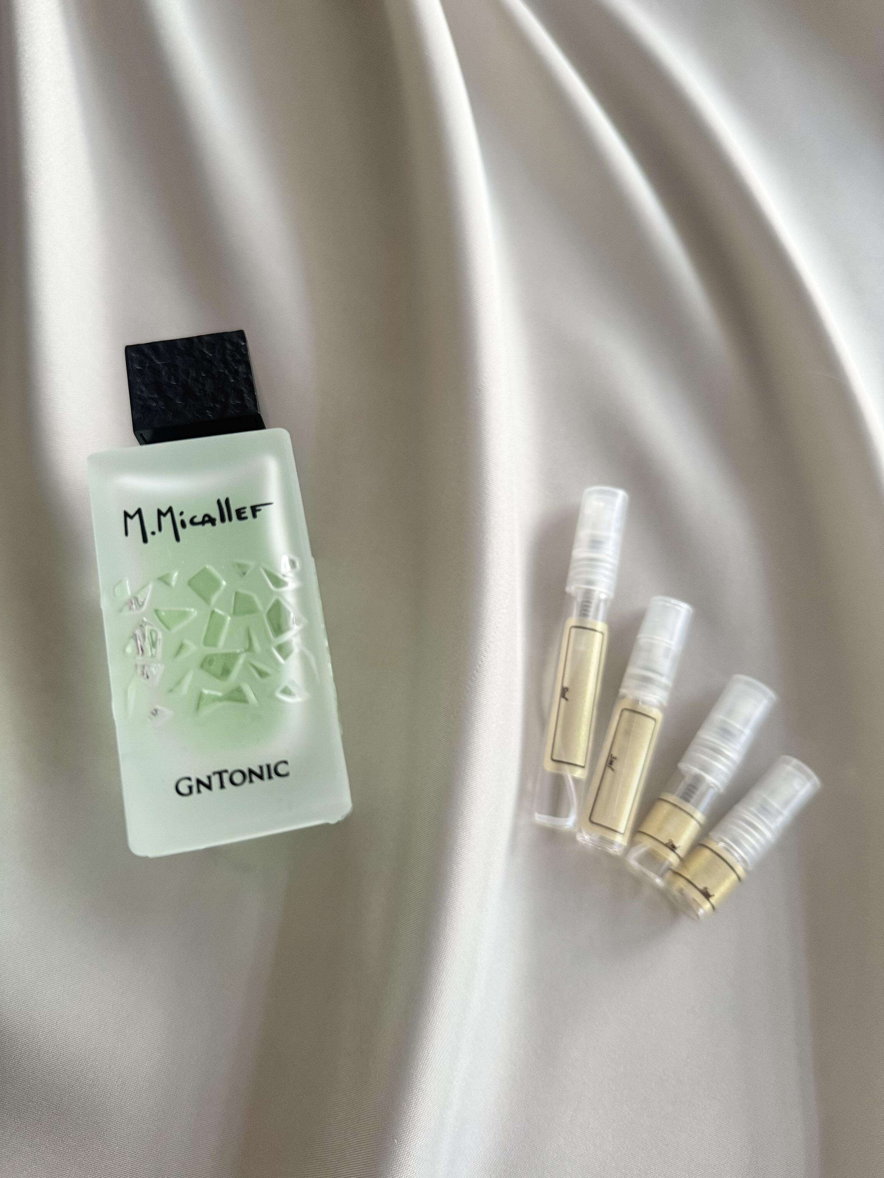 M Micallef GNTONIC Fragrance with sample bottles