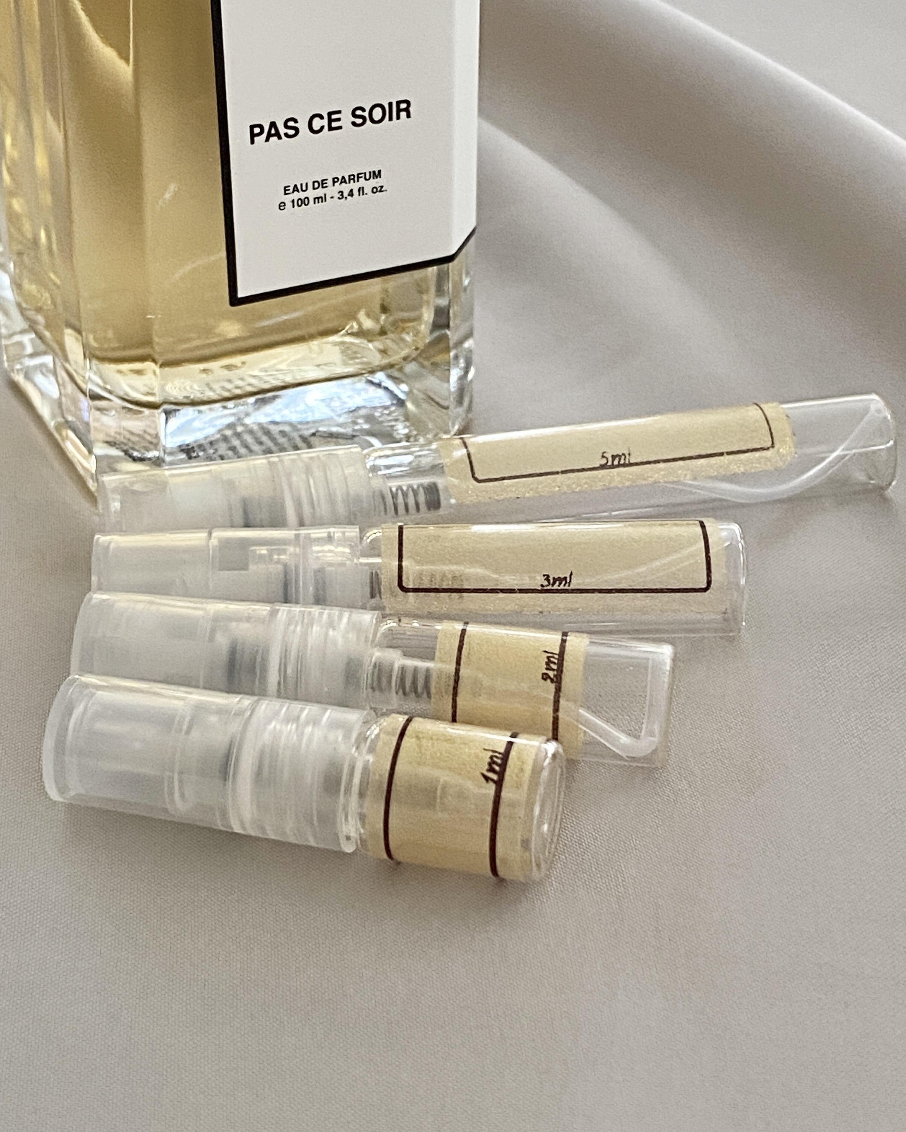 BDK Parfums Pas Ce Soir and sample bottles