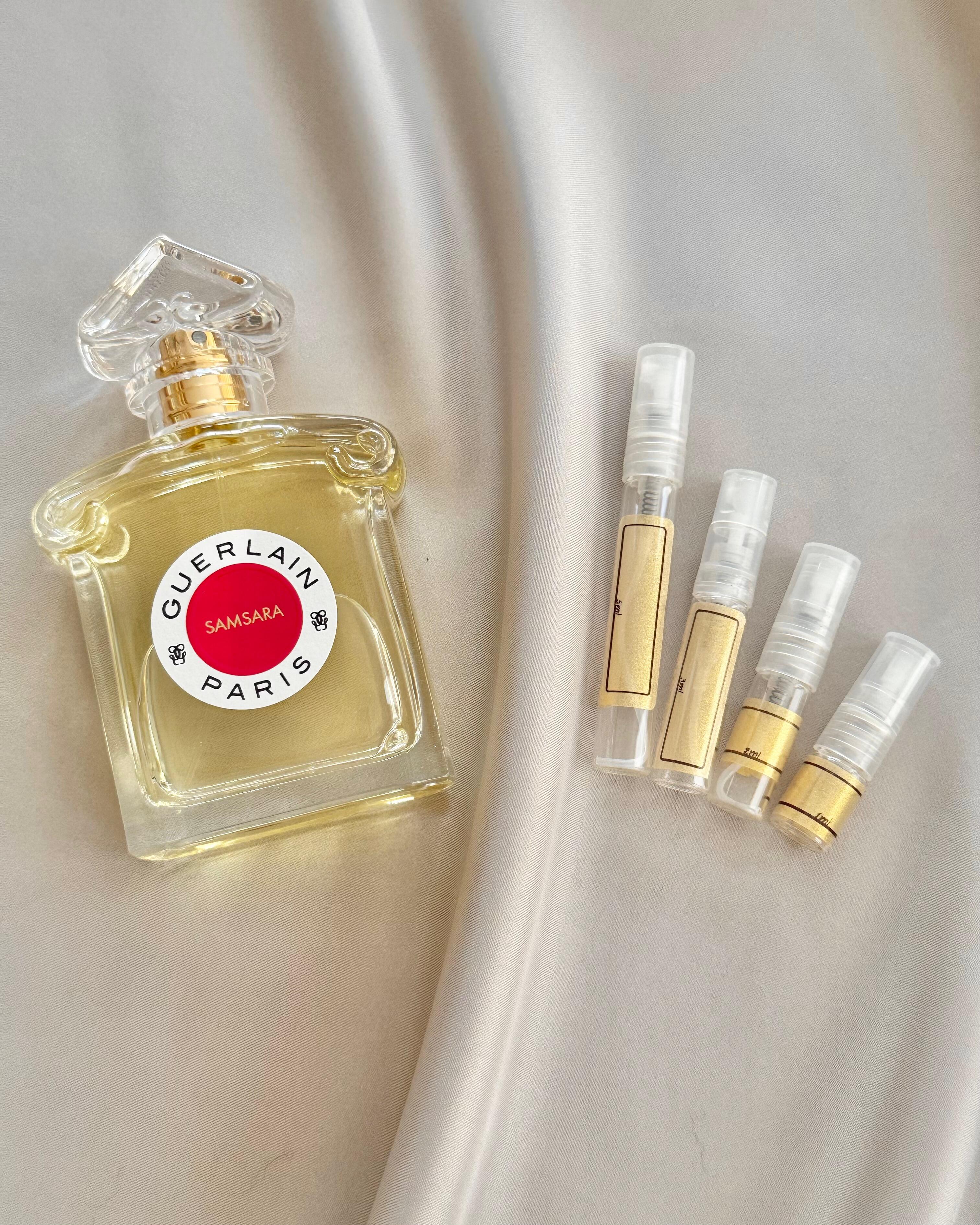 Guerlain Samsara with sample bottles