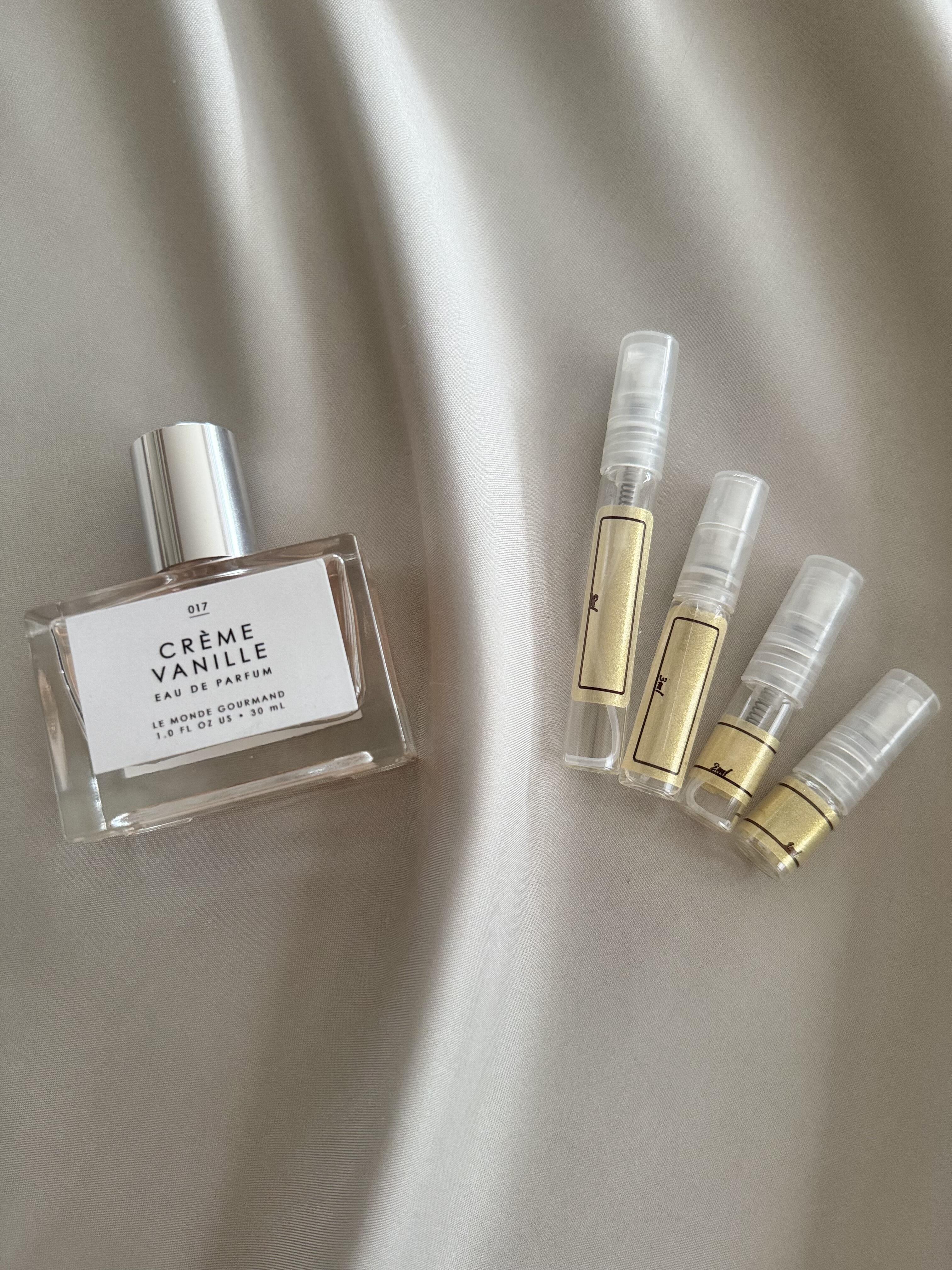 Le Monde Gourmand Creme Vanille with sample bottles