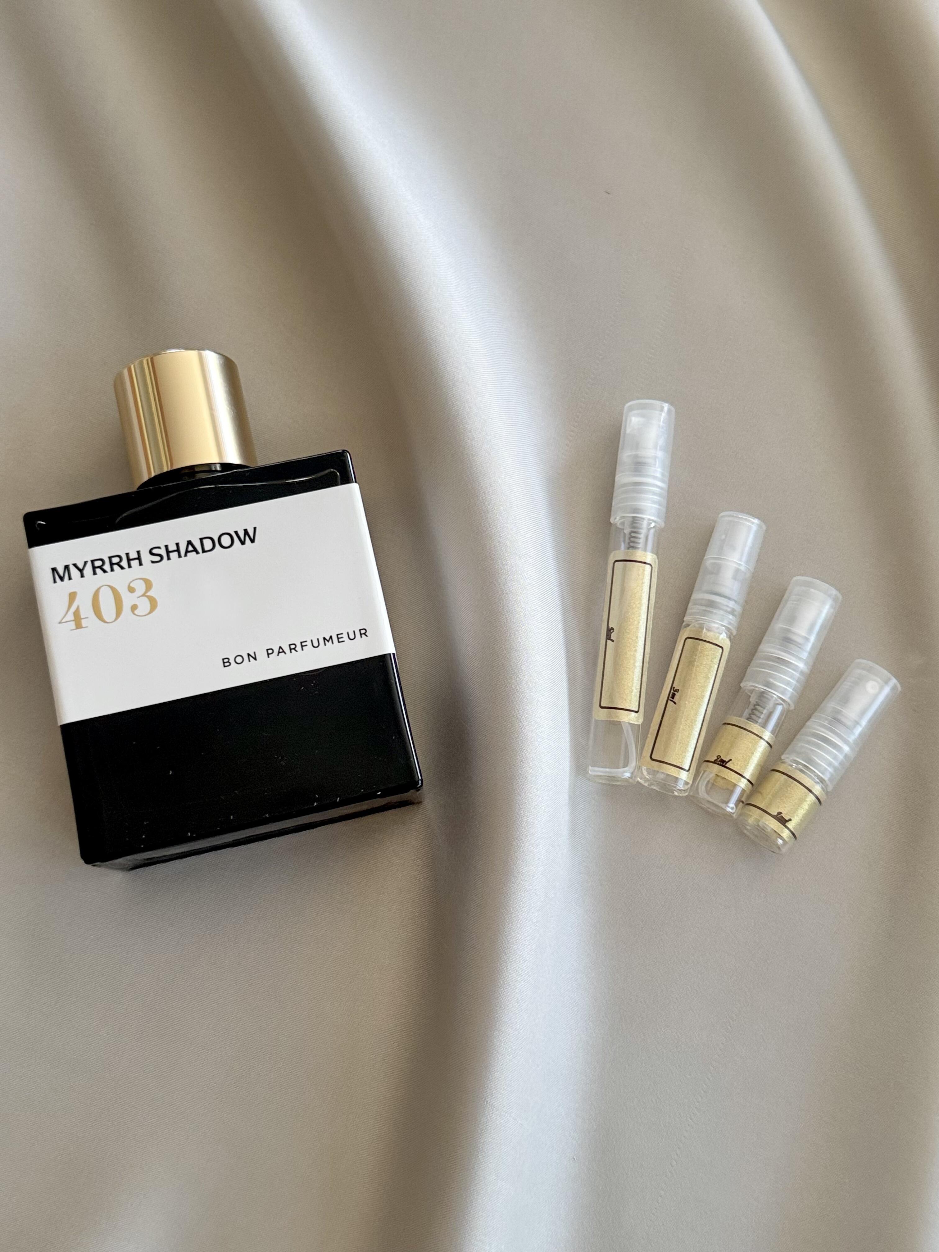Bon Parfumeur Myrrh Shadow with sample bottles
