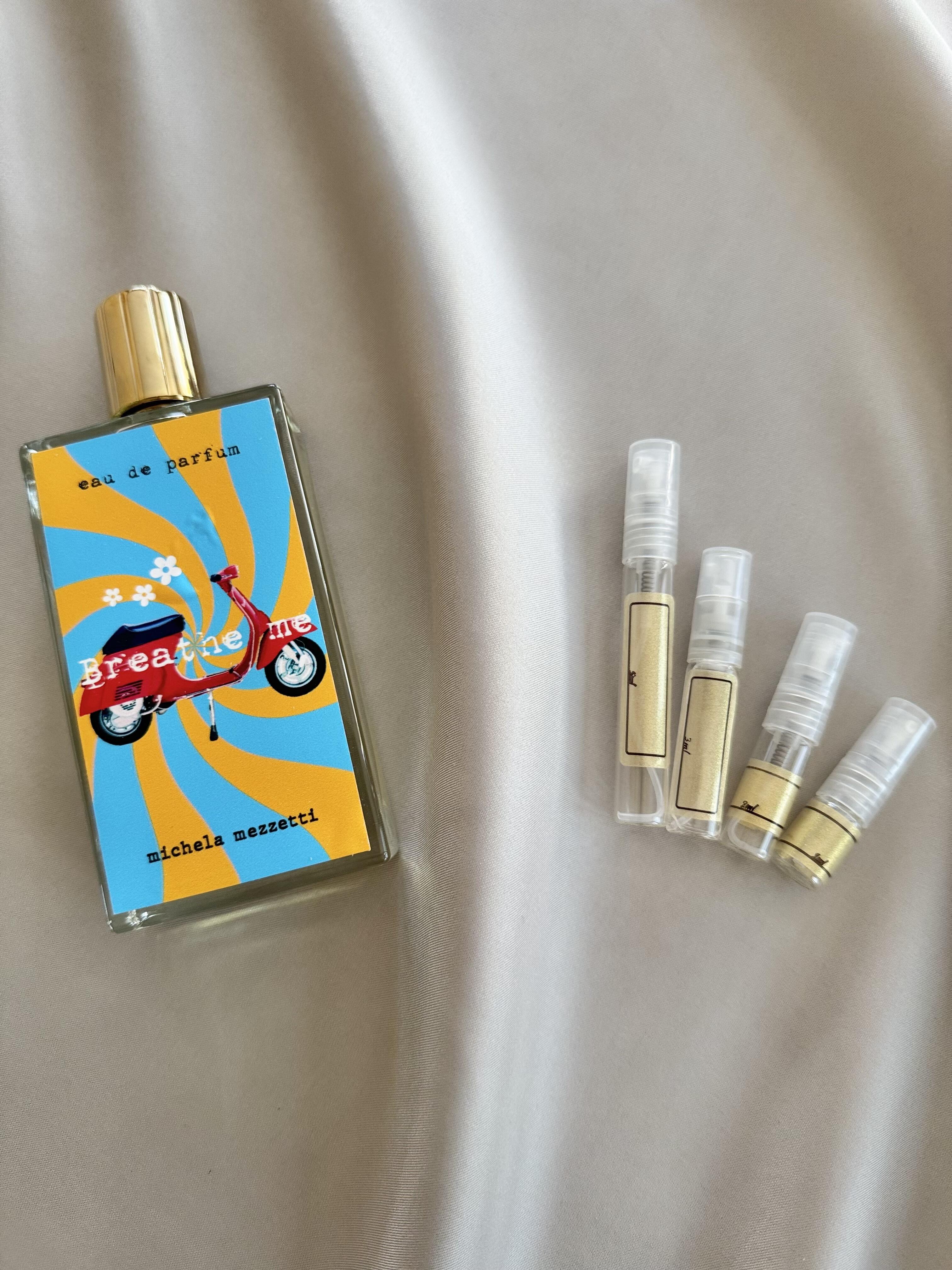 Michela Mezzetti Breathe Me with sample bottles