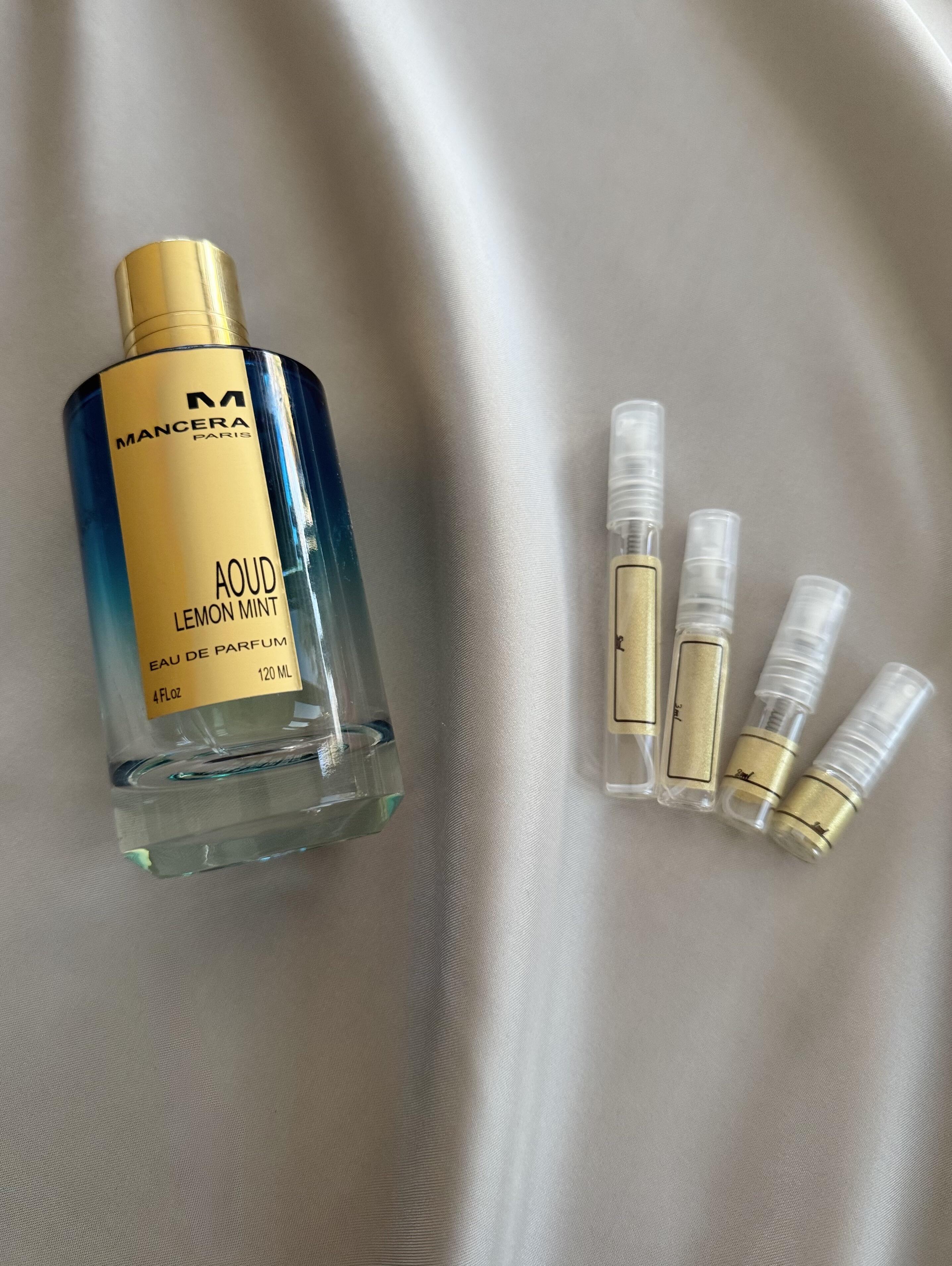 Mancera Aoud Lemon Mint with sample bottles