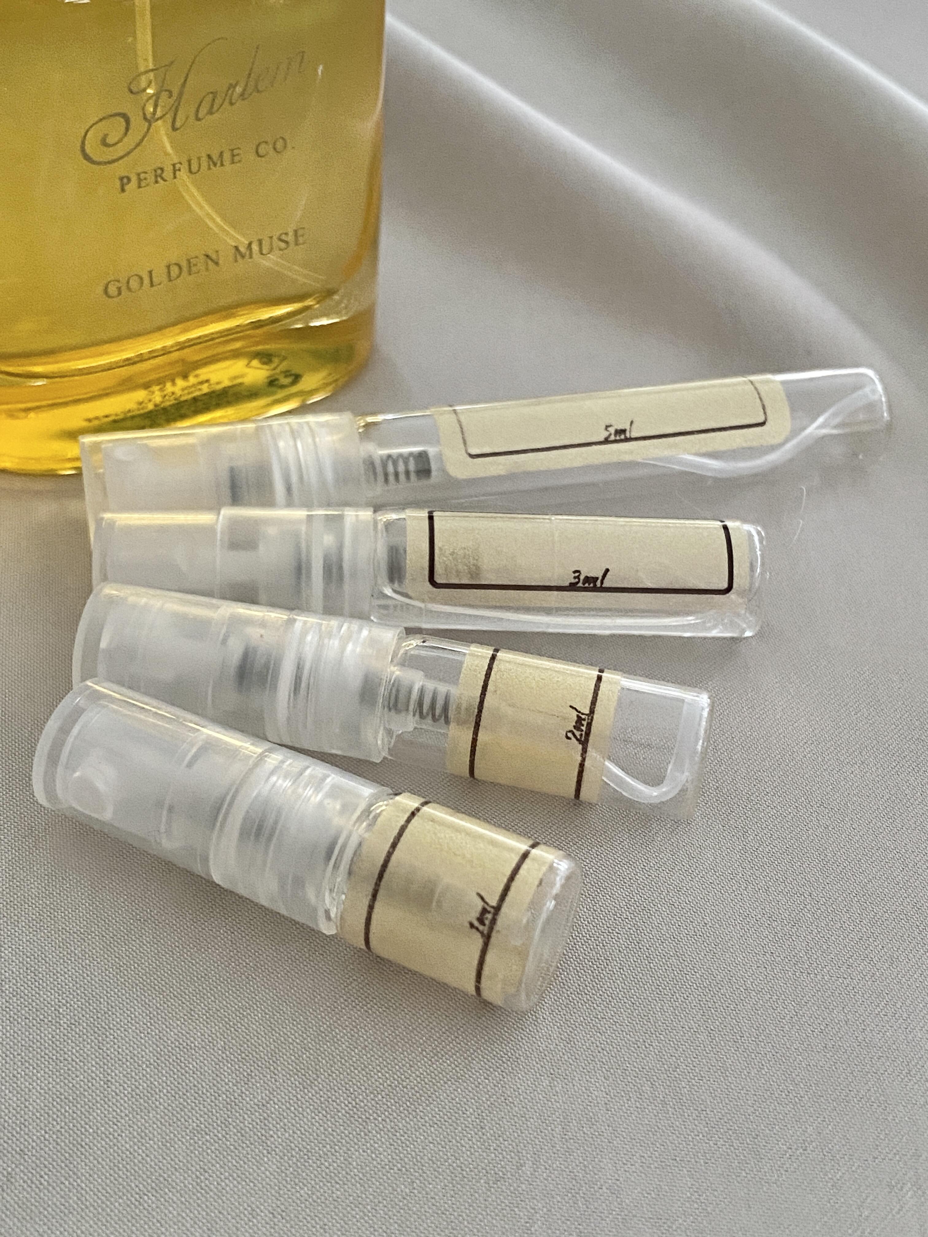 Harlem Perfume Co. Golden Muse and sample bottles