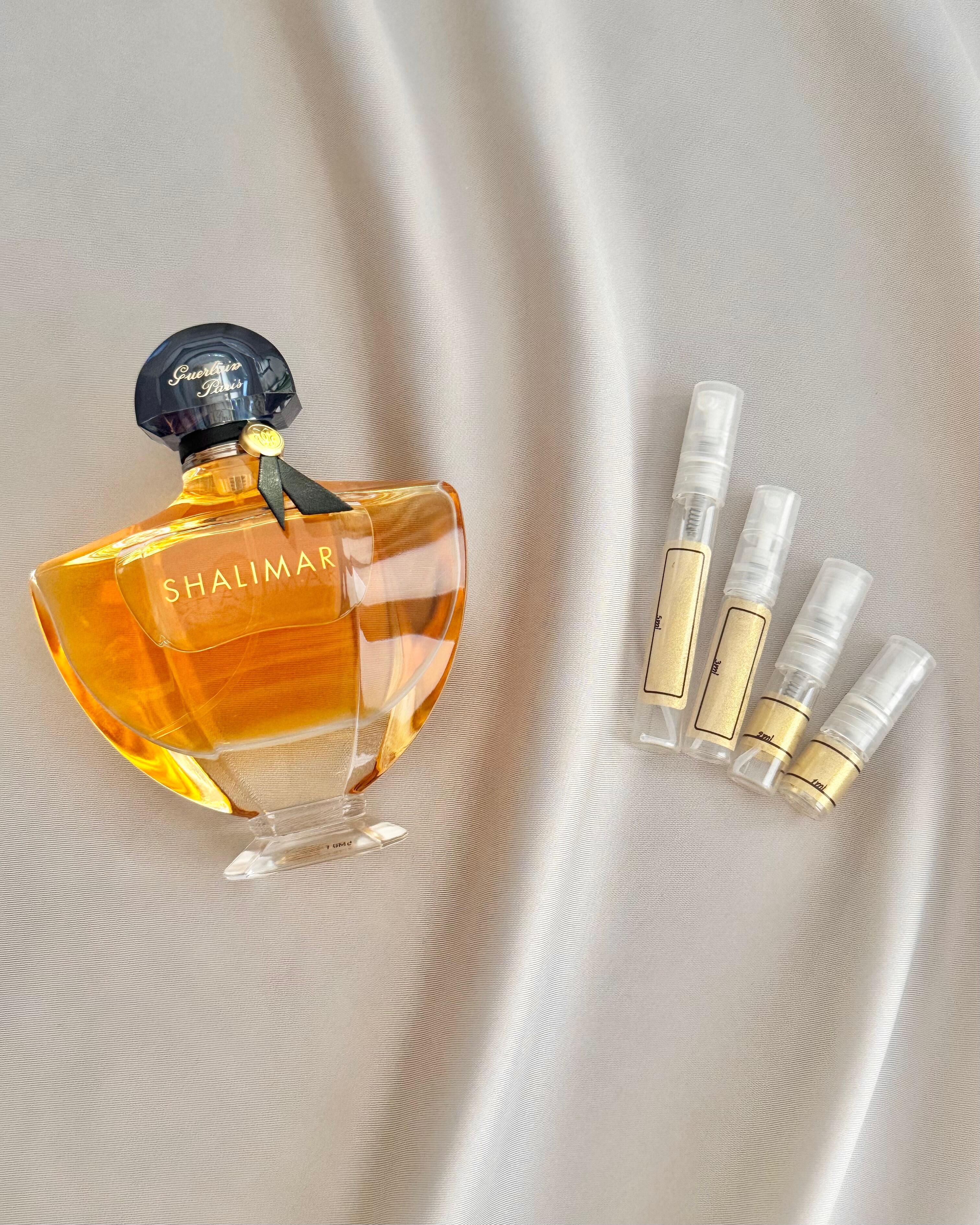 Guerlain Shalimar with sample bottles