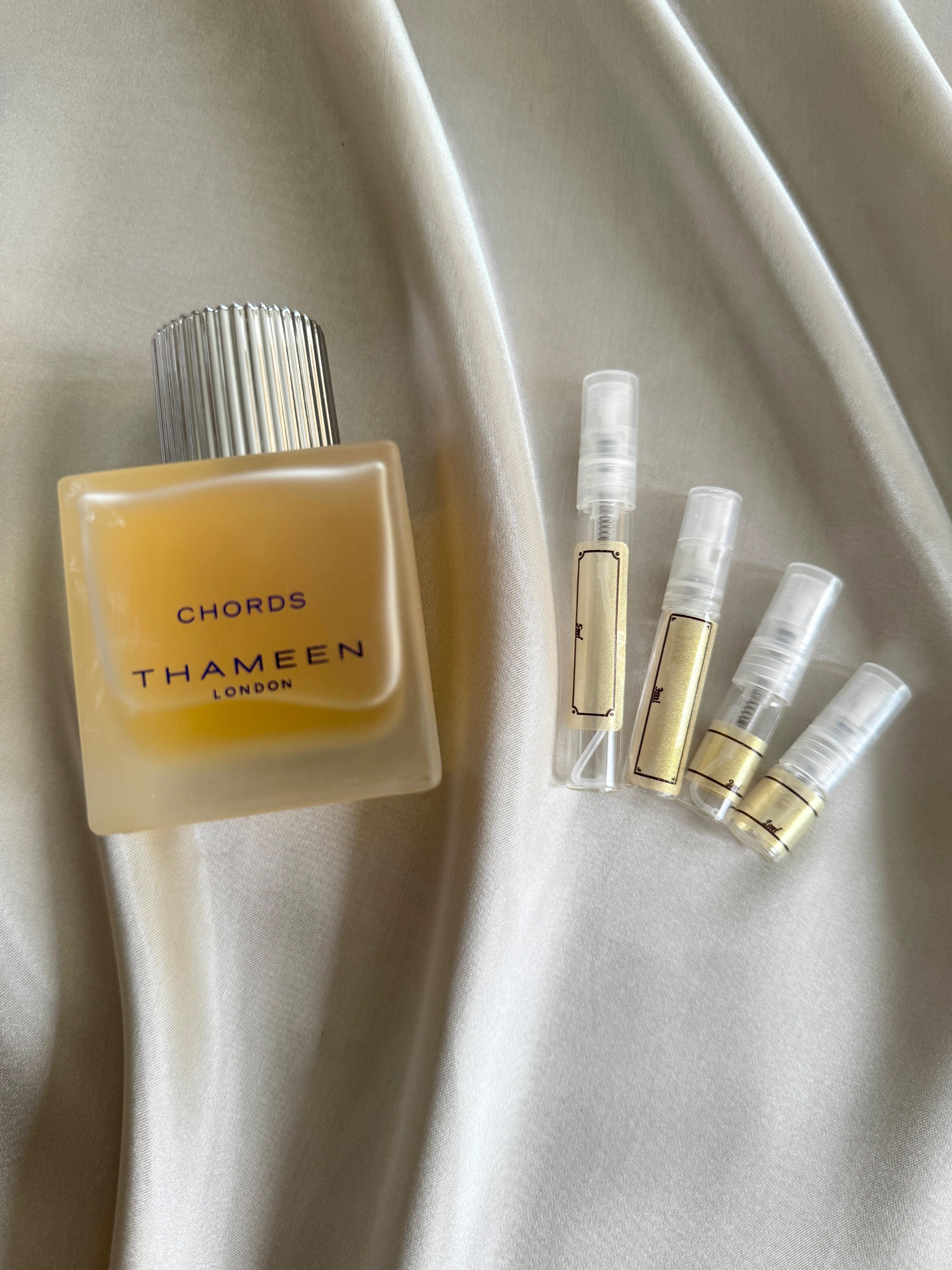 Thameen Chords perfume with sample bottles