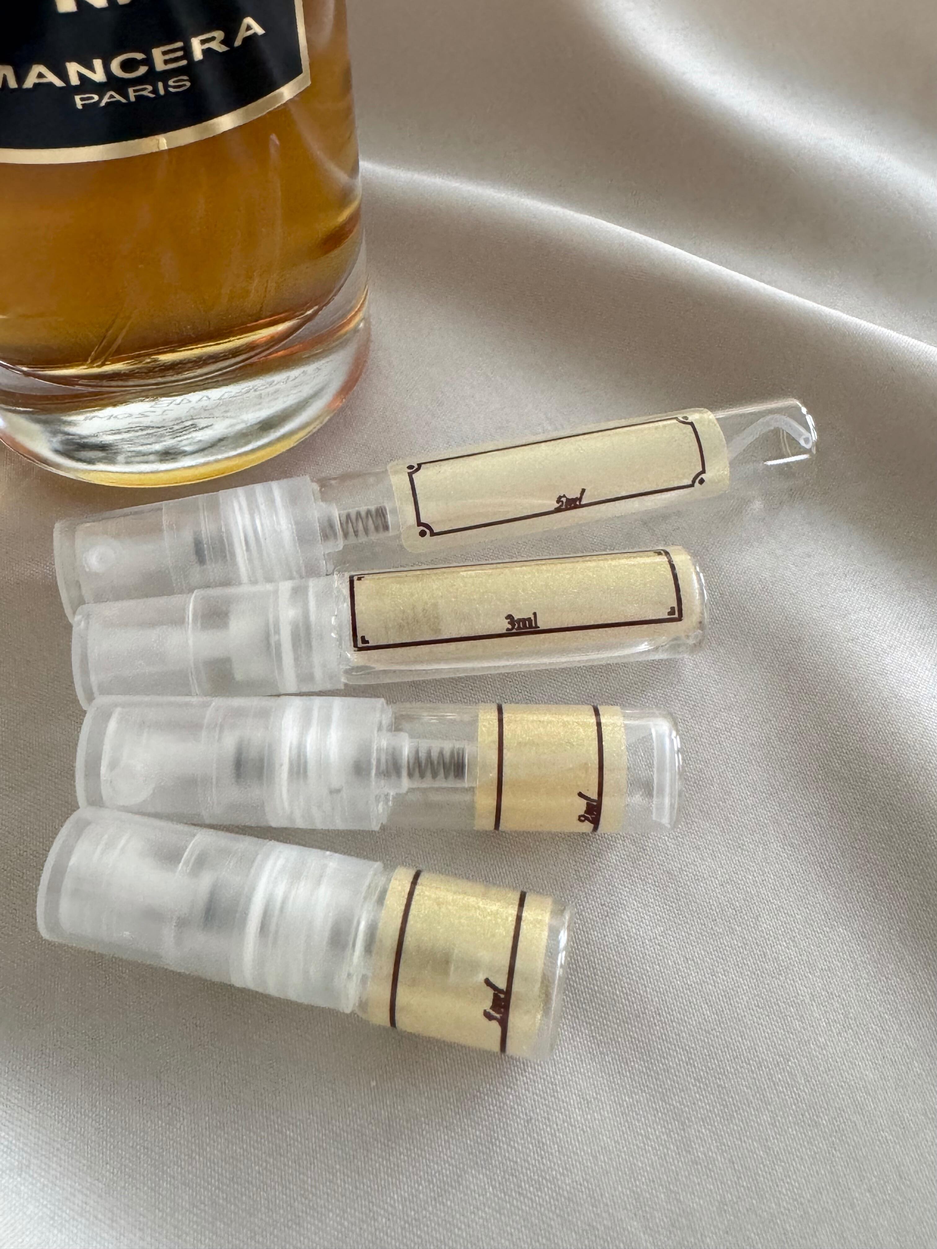 Mancera Amore Caffe perfume with sample bottles