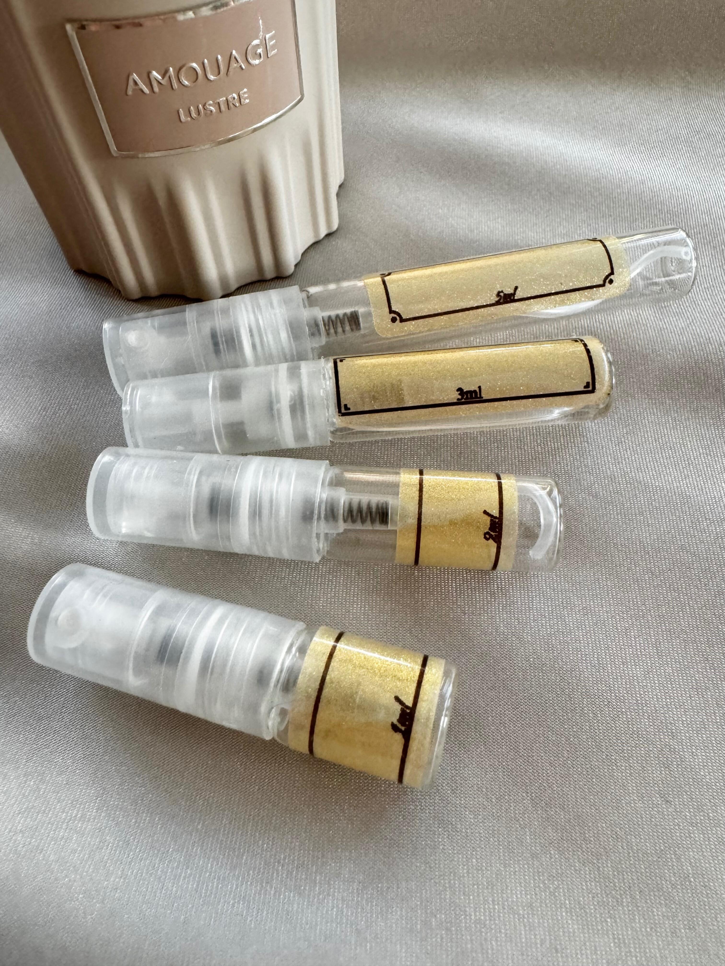Amouage Lustre perfume with sample bottles