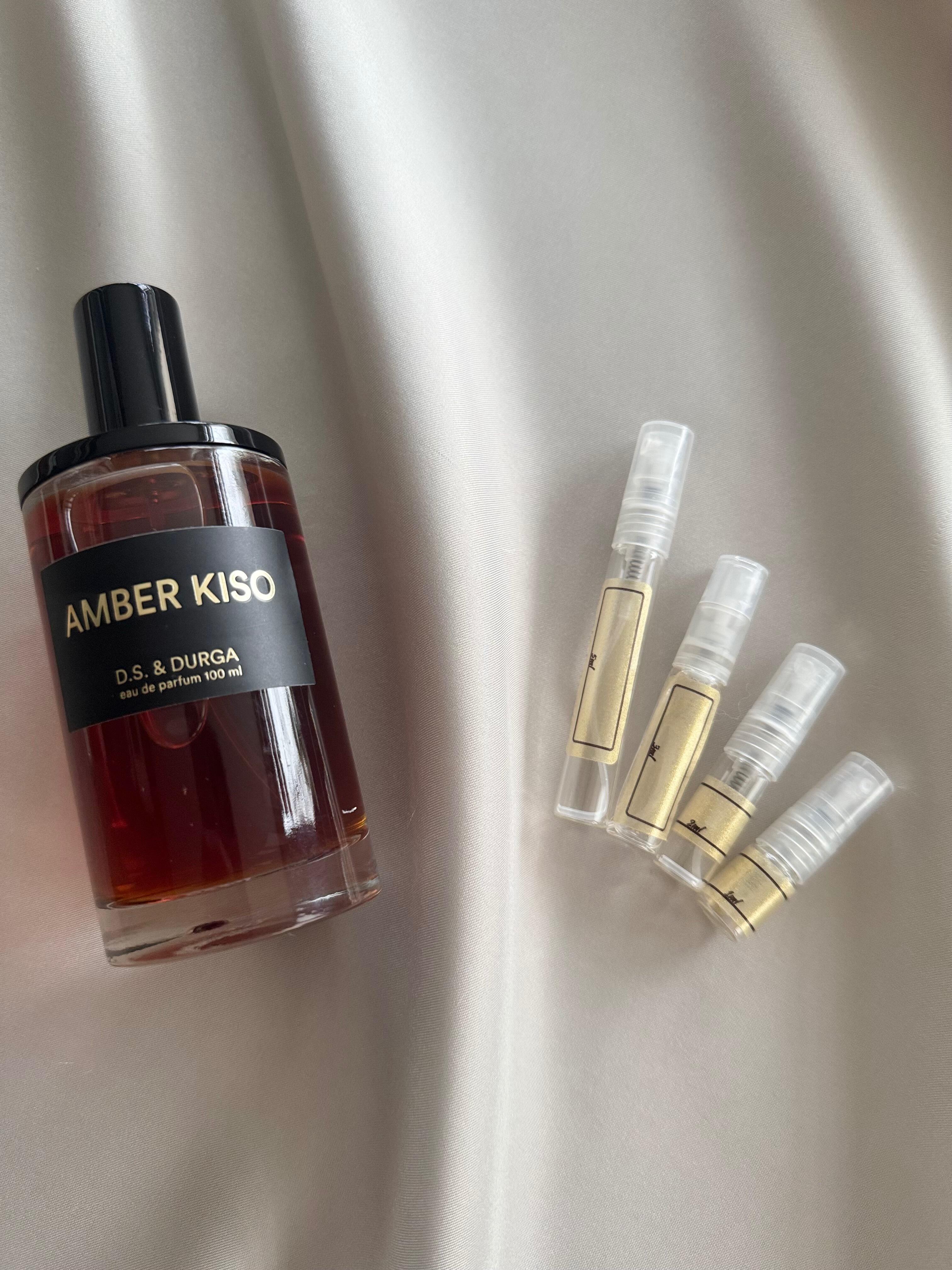 D S & Durga Amber Kiso perfume with sample bottles
