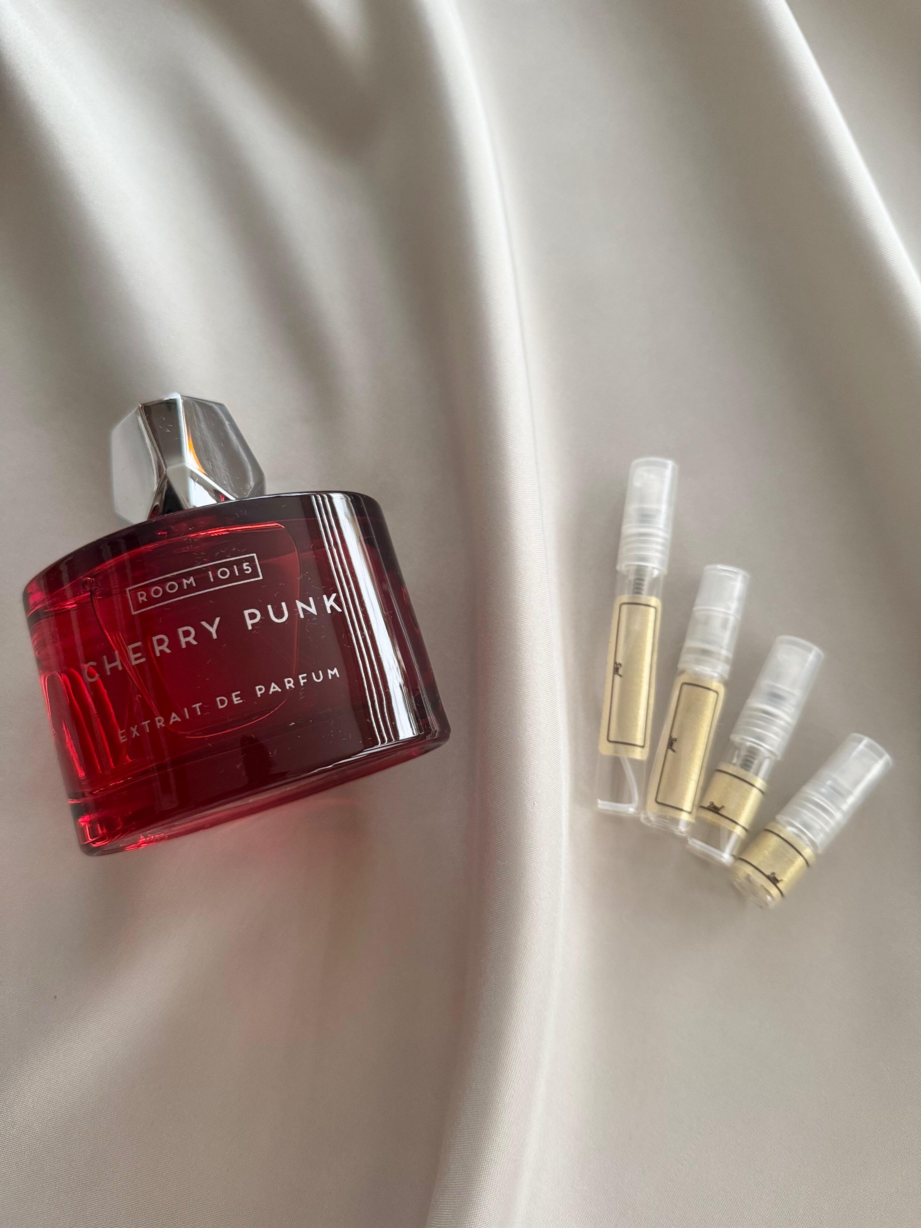 Room 1015 Cherry Punk Extrait perfume bottle with samples