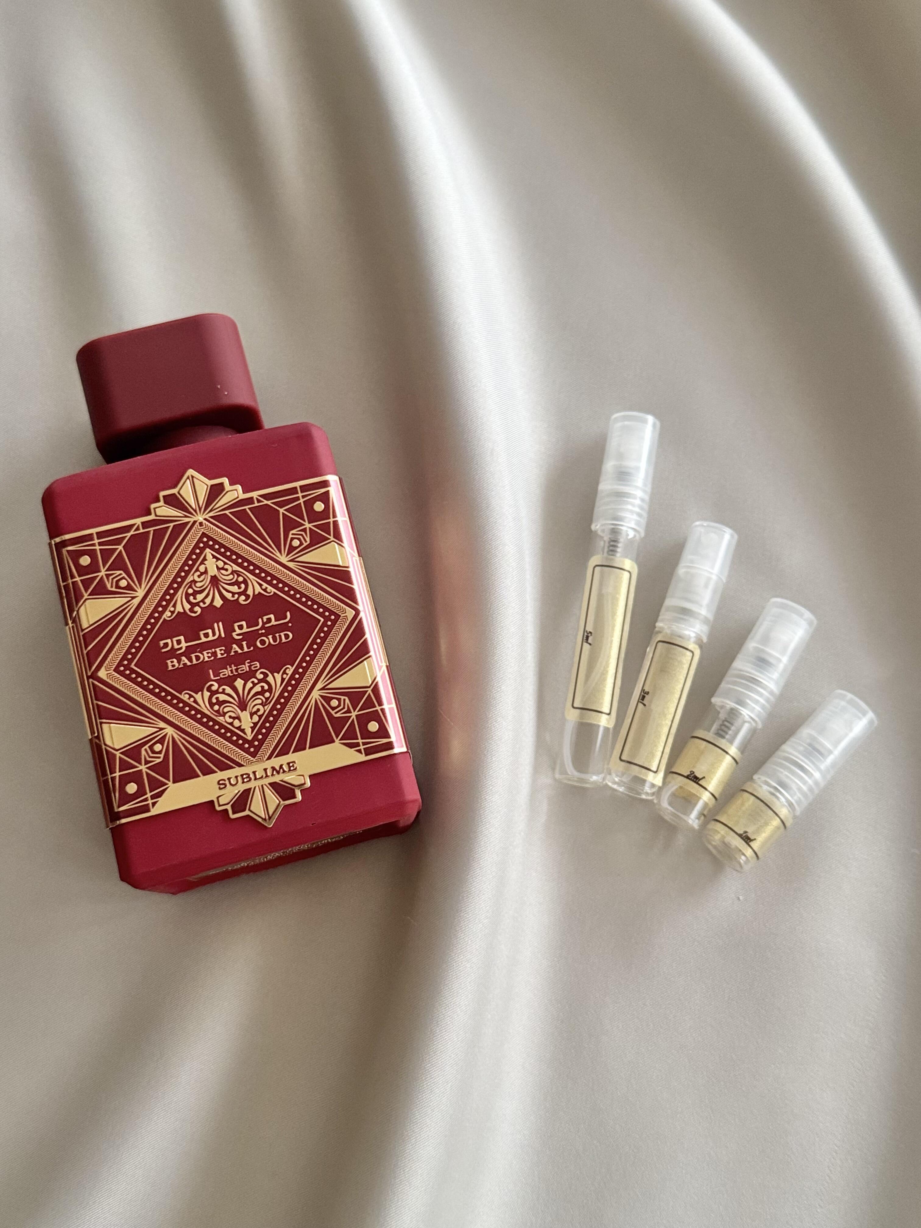 Lattafa Bade'e Al Oud Sublime with sample bottles
