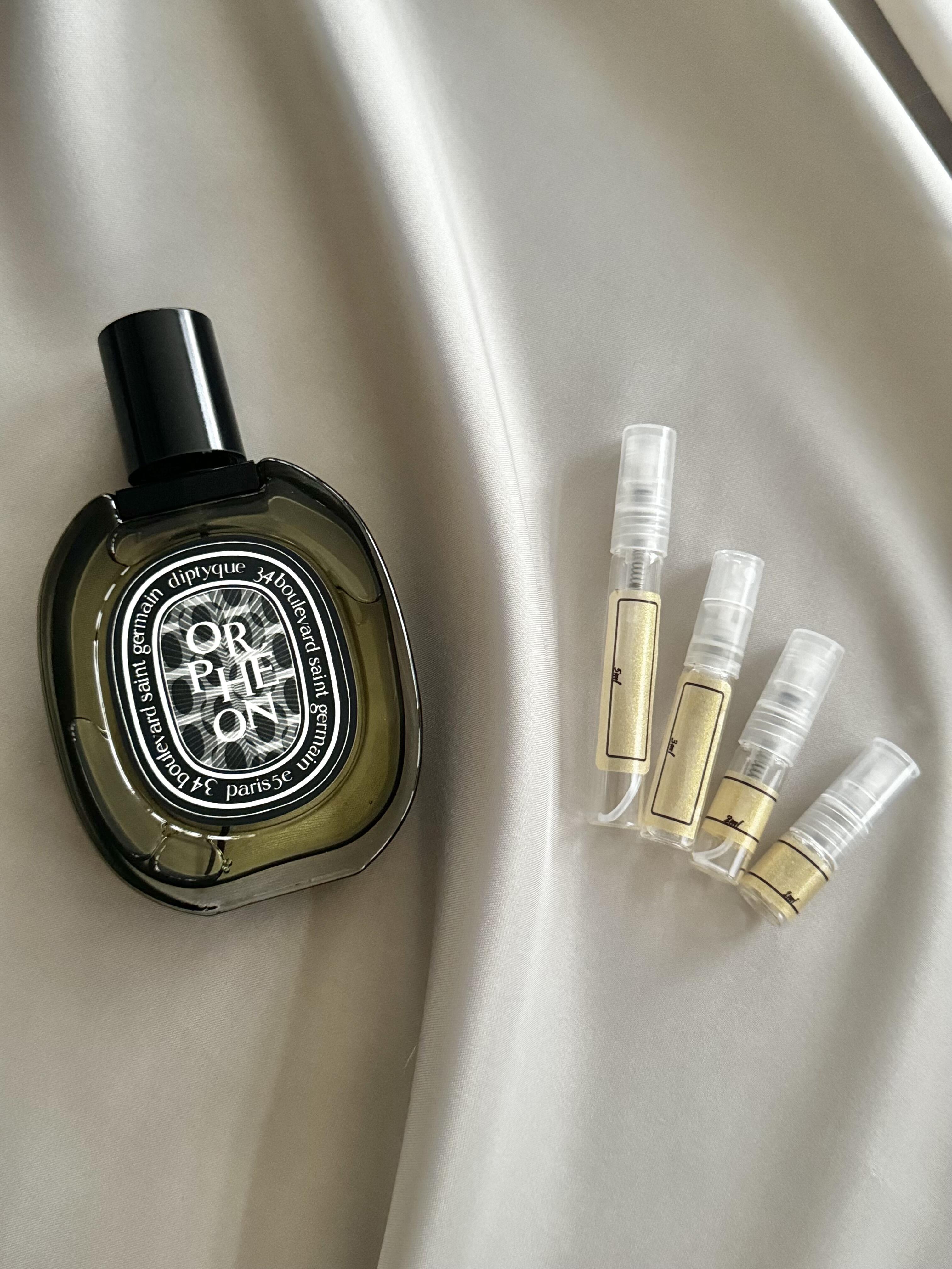 Diptyque Orphéon perfume with sample bottles