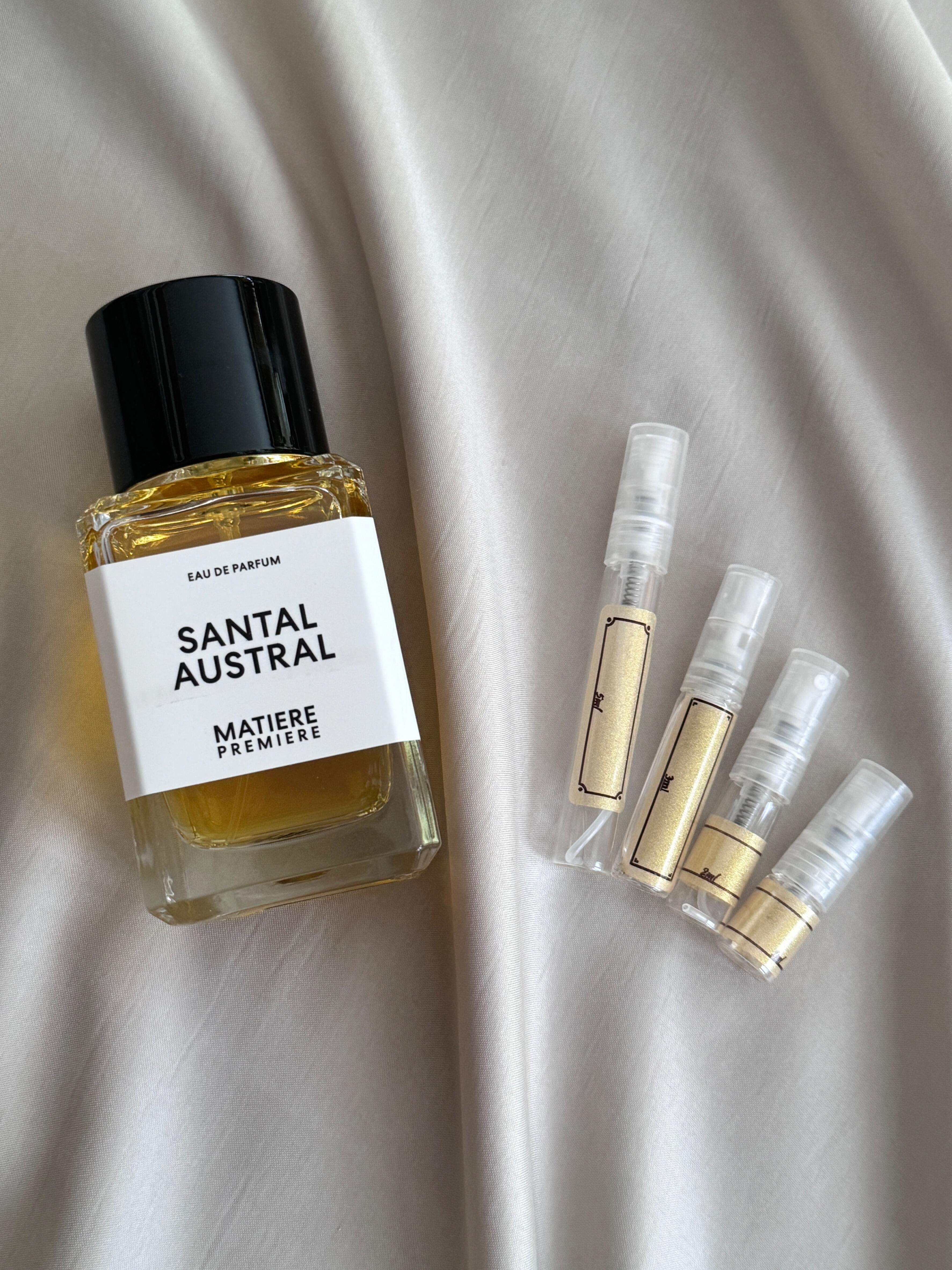 Matiere Premiere Santal Austral perfume with sample bottles